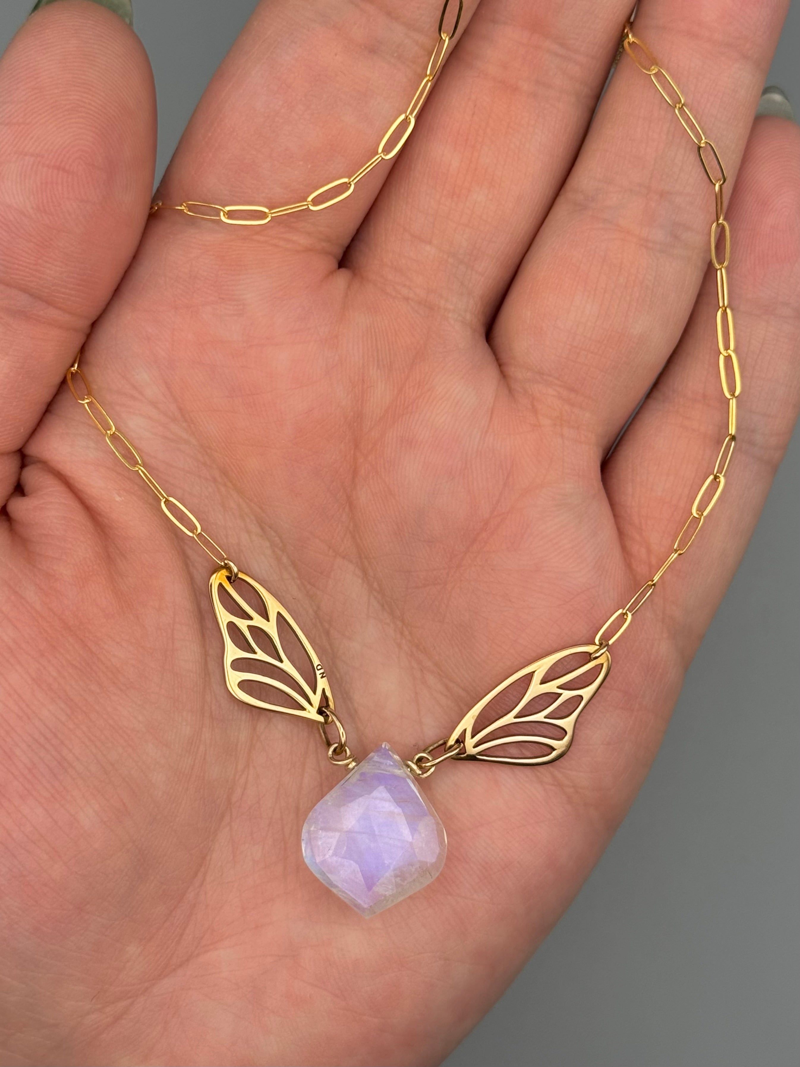 •METAMORPH• rainbow moonstone + gold necklace (16"-18" long)
