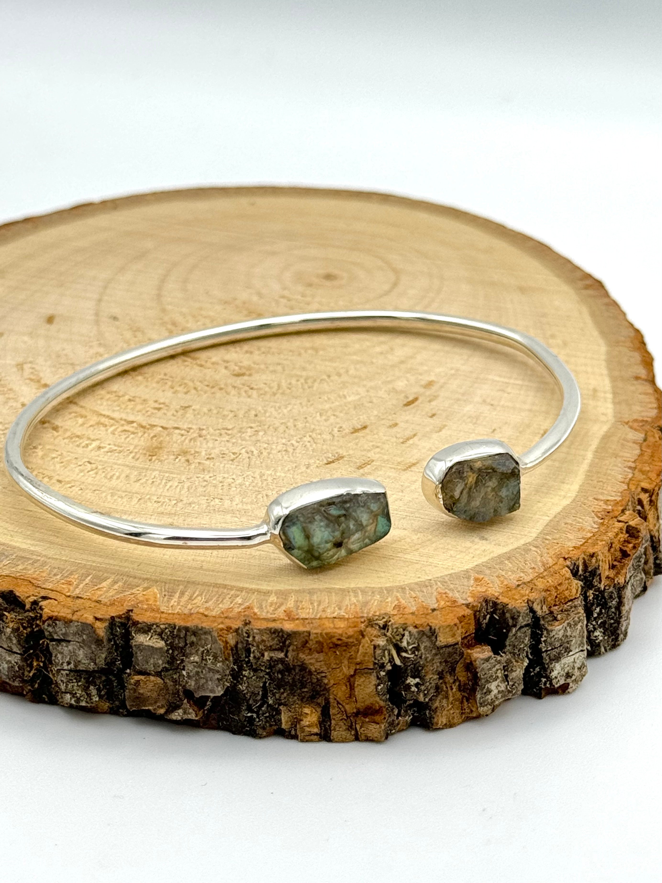 •ORGANIC FREEFORMS• labradorite + silver twist-on cuff bracelet