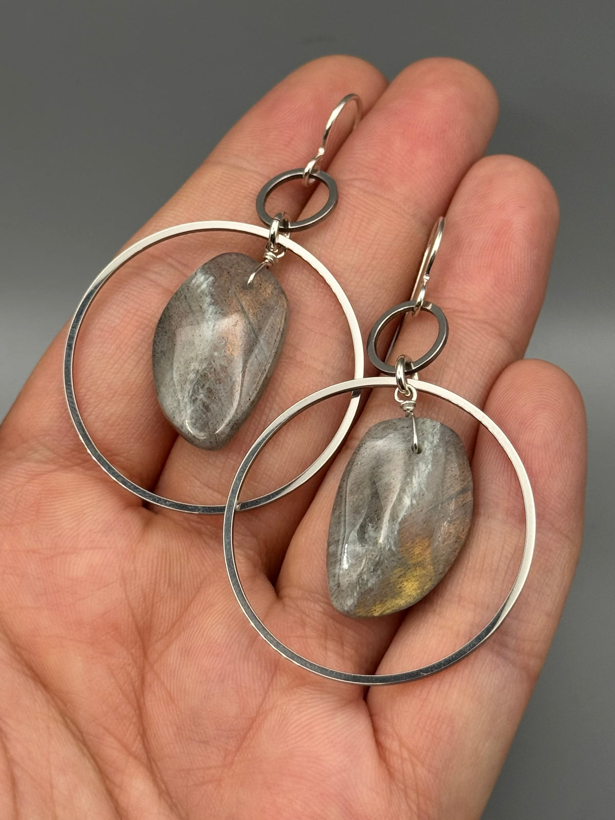 •EQUA-LUNA• golden labradorite wing + silver earrings