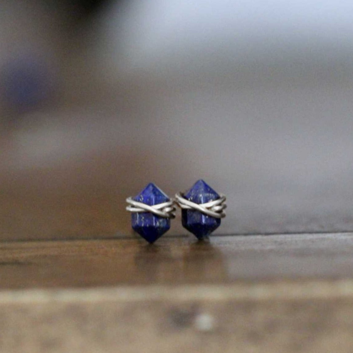 •PIKE• lapis lazuli + silver stud earrings