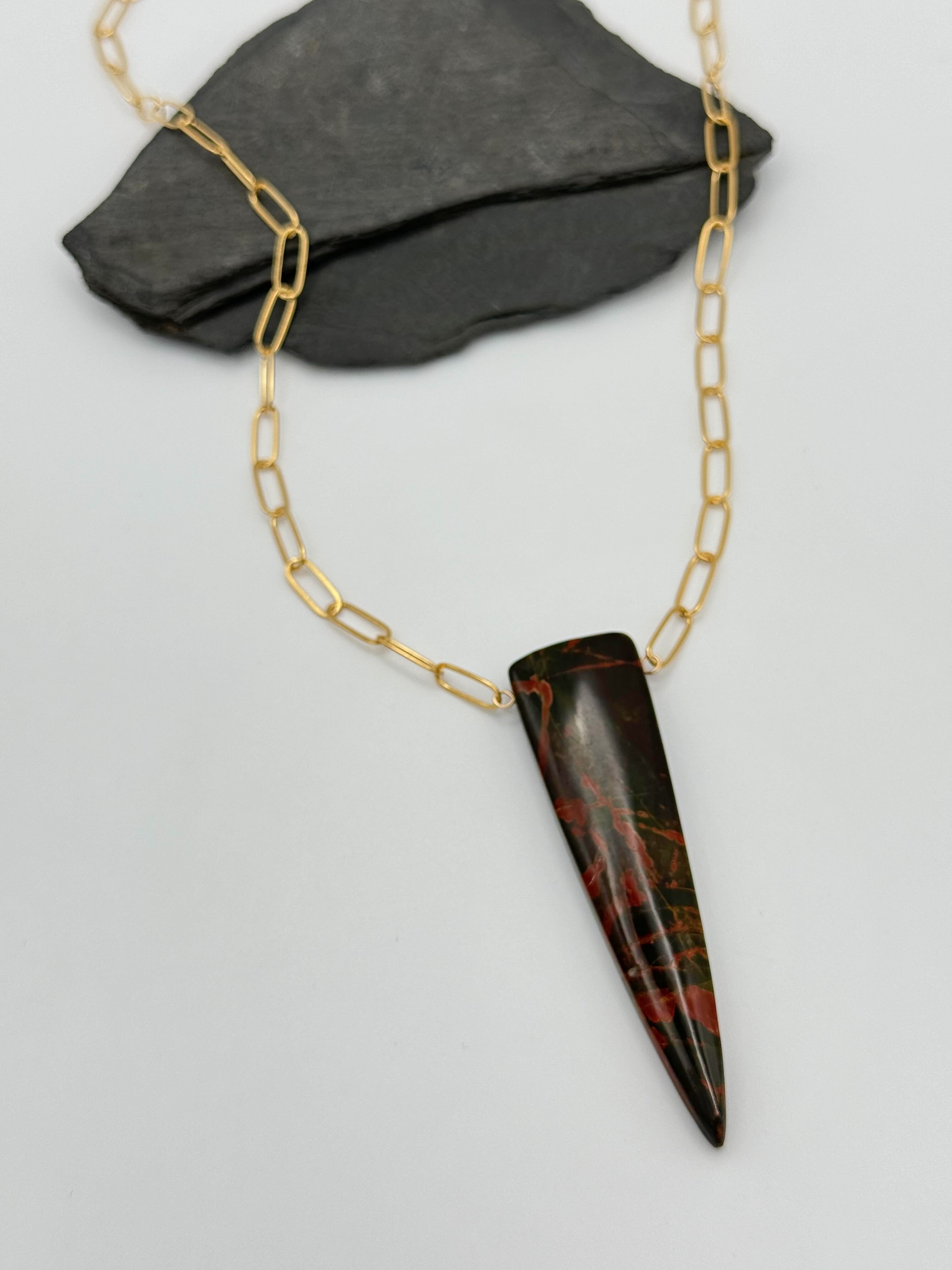 •AEON• red creek jasper + gold necklace (18"-20")