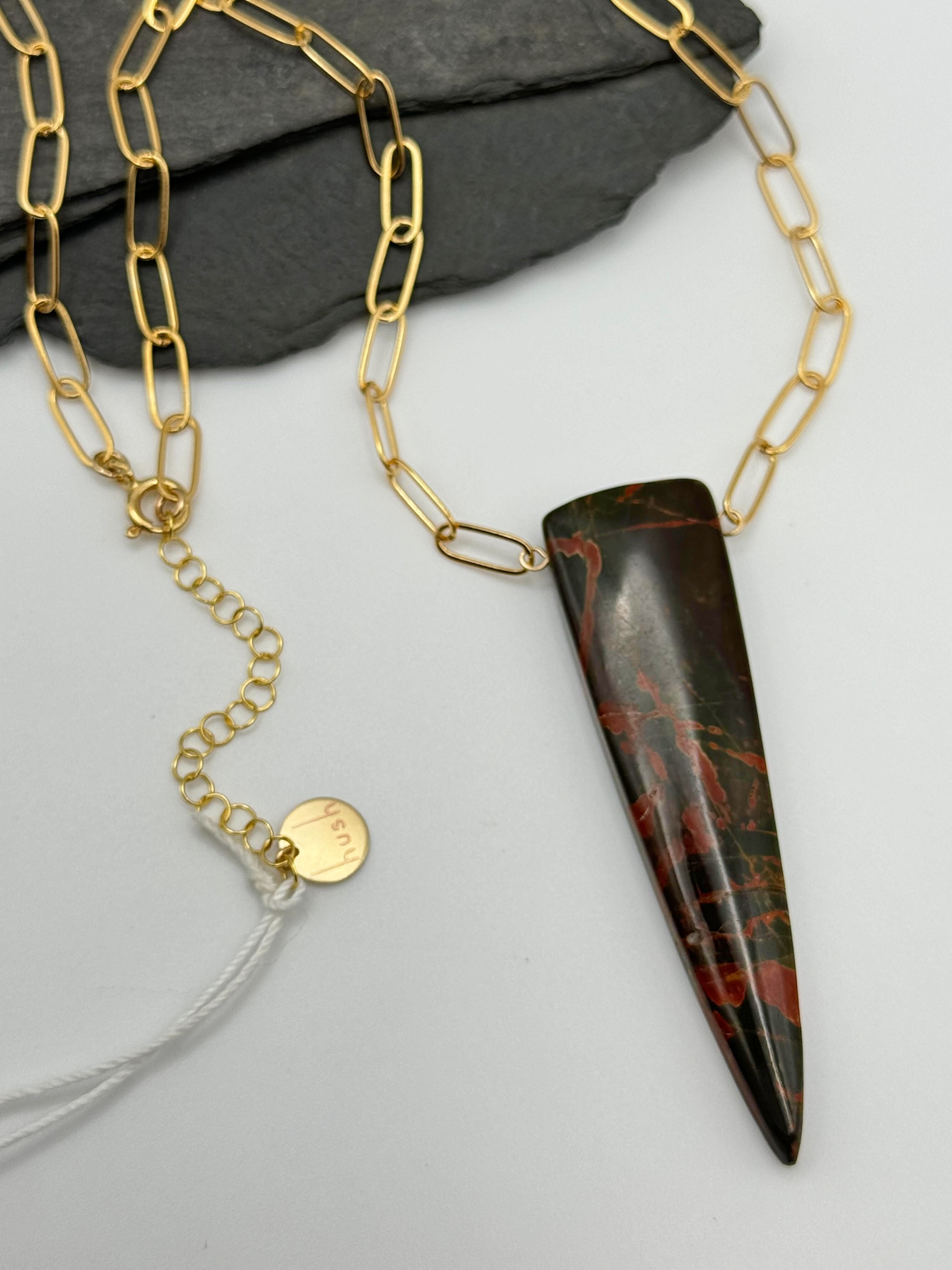 •AEON• red creek jasper + gold necklace (18"-20")