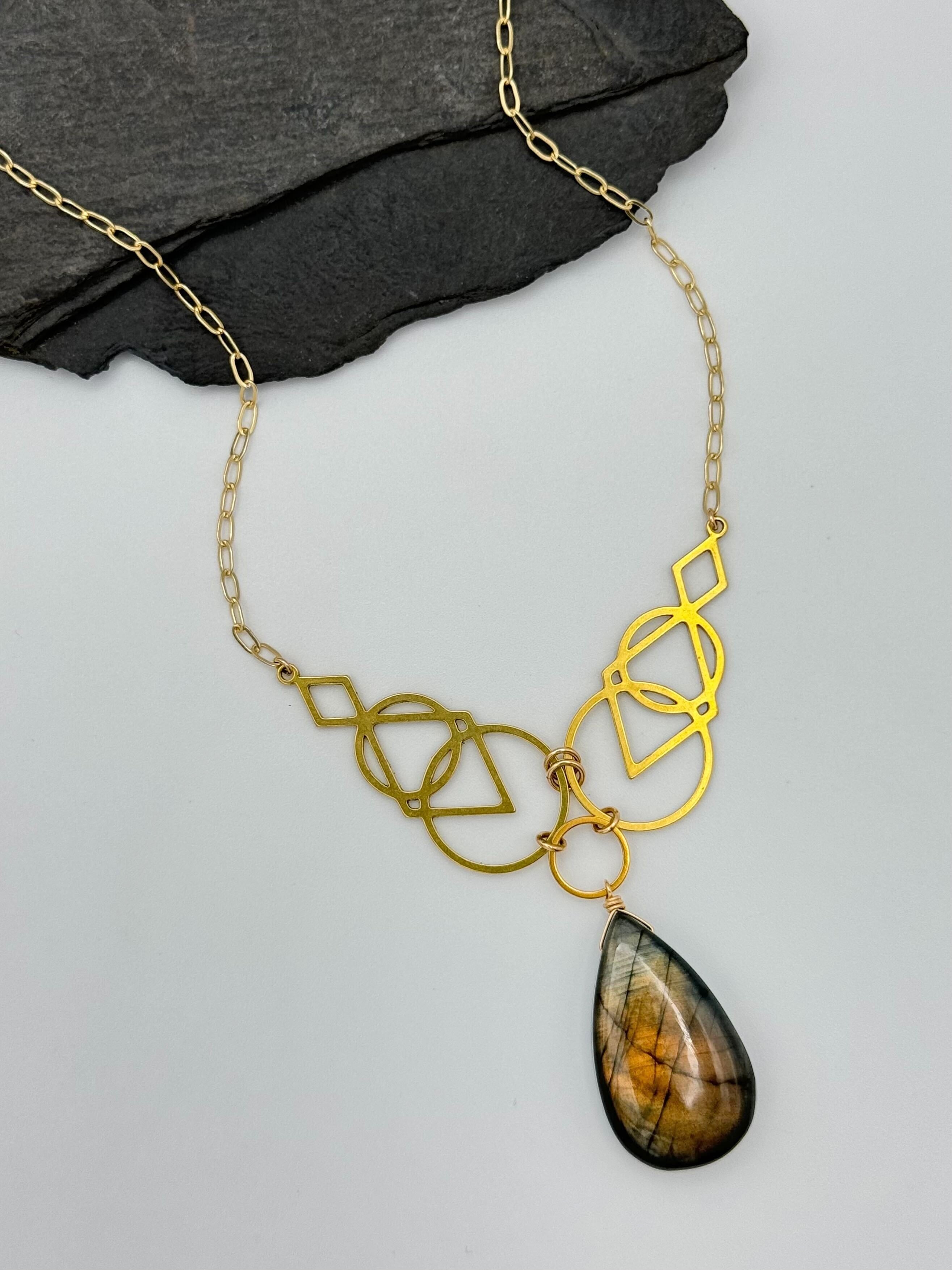 •AEON• golden labradorite + gold necklace (16"-18")