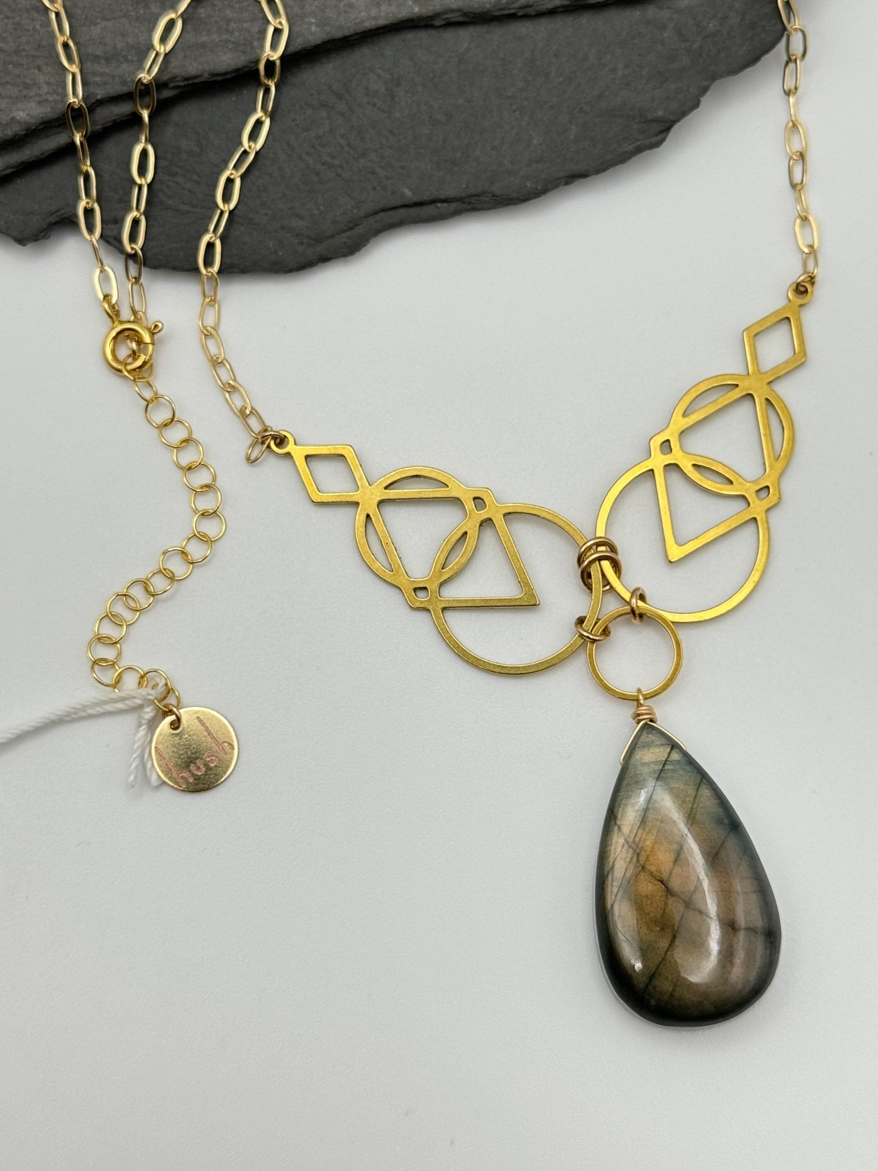 •AEON• golden labradorite + gold necklace (16"-18")