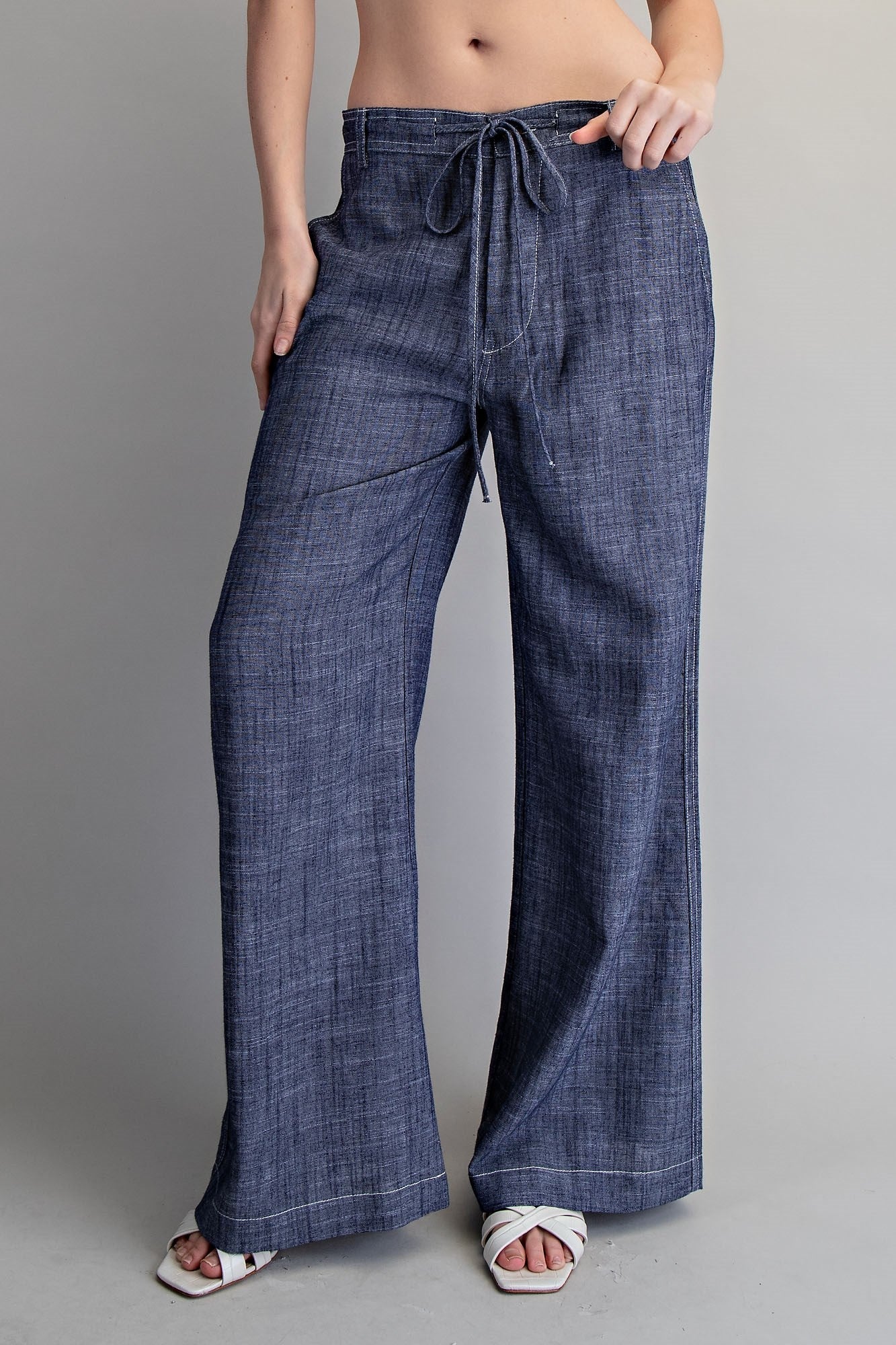 •SLOANE• drawstring waist linen blend pants