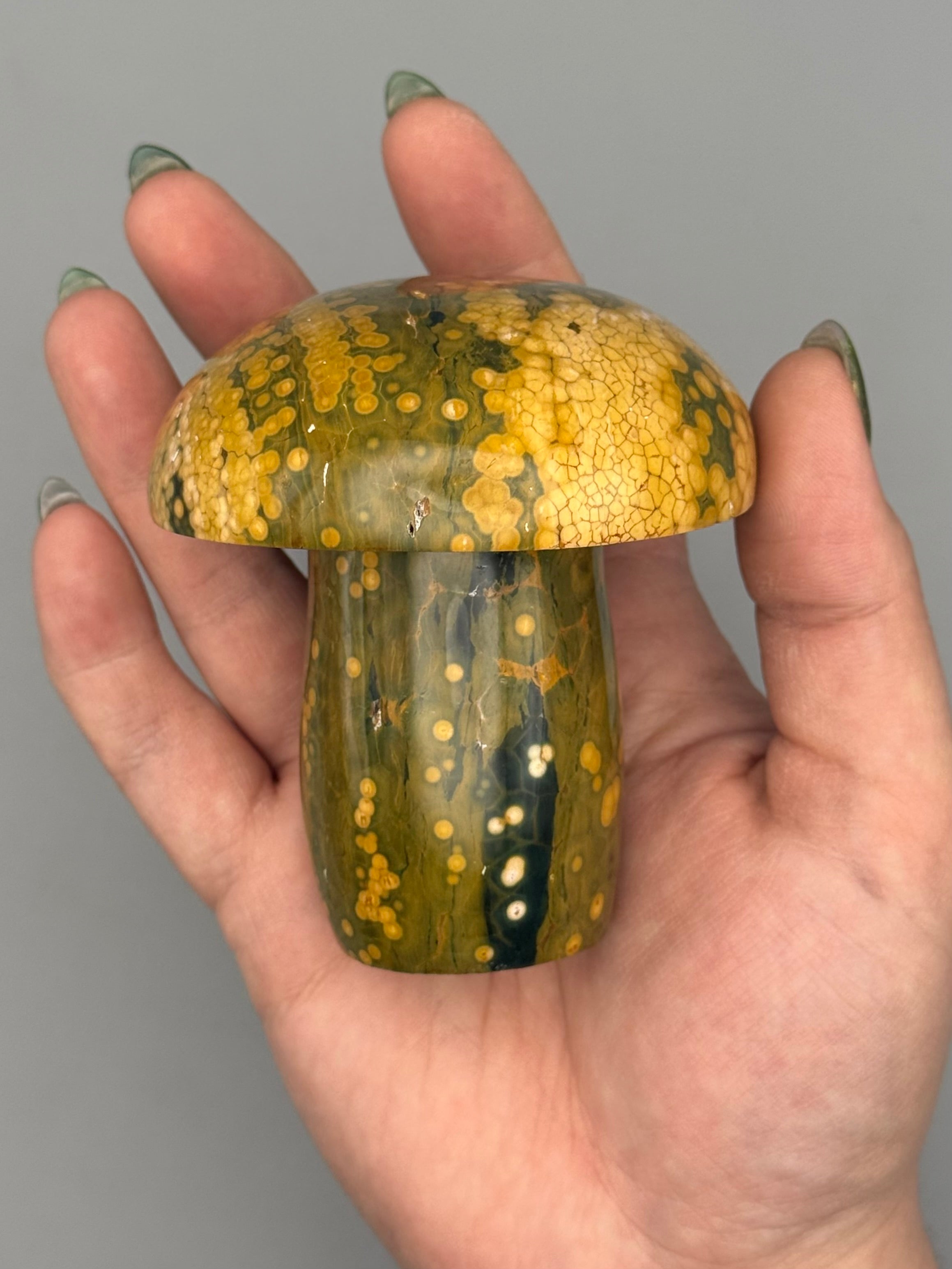 •KABAMBY OCEAN JASPER• carved mushroom