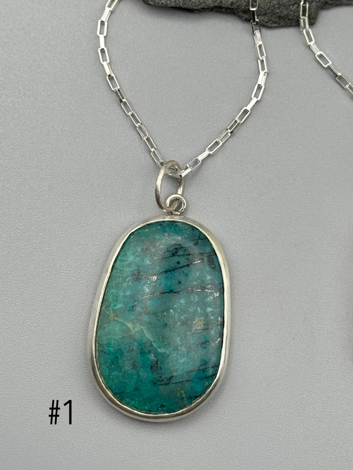 •MOD FLORA• chrysocolla + silver necklace (18" - 21" long)