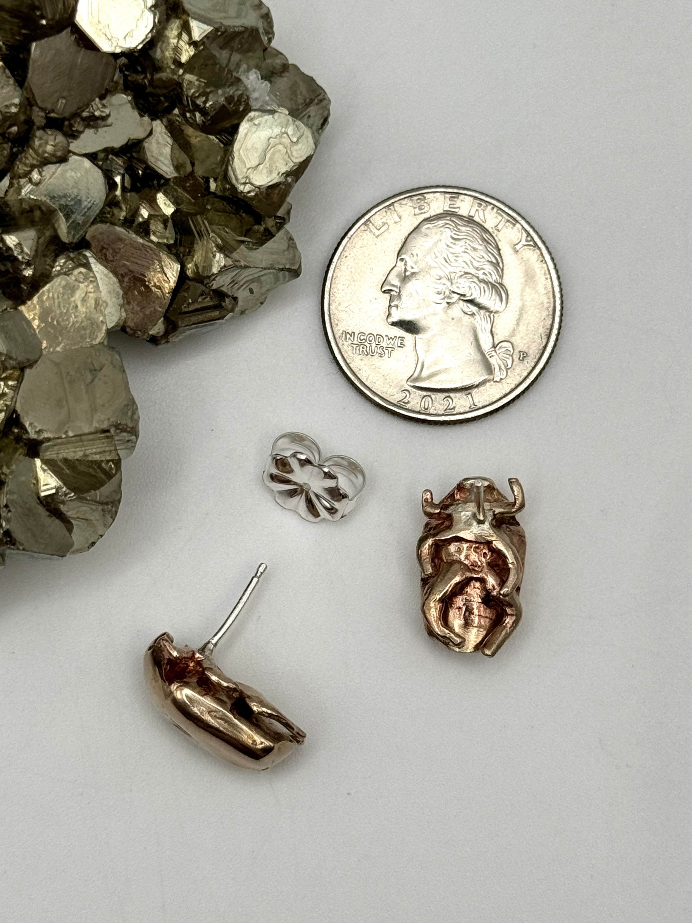 •JAPANESE BEETLE• mixed metal stud earrings