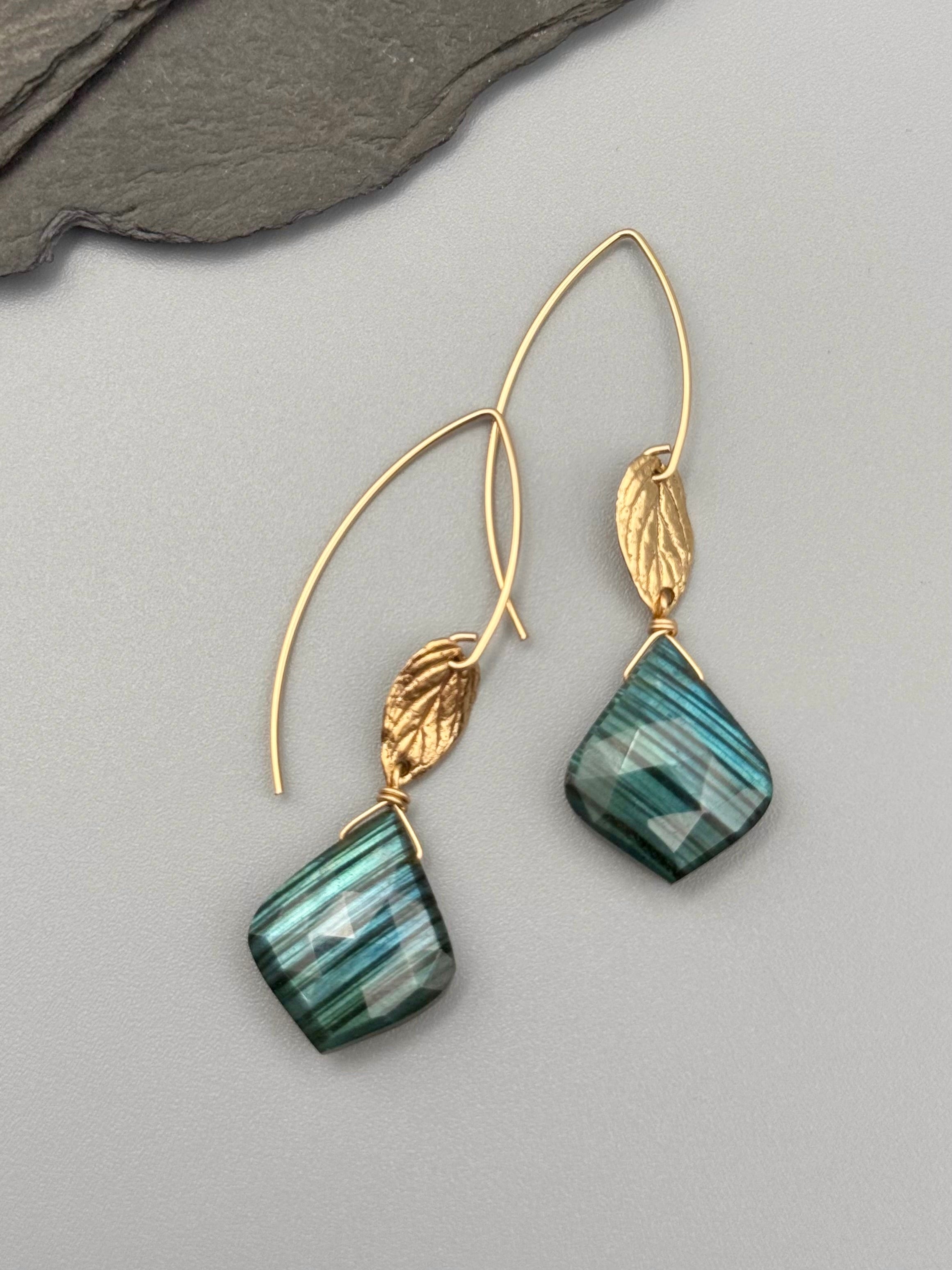 •NEW LEAF• labradorite + gold earrings
