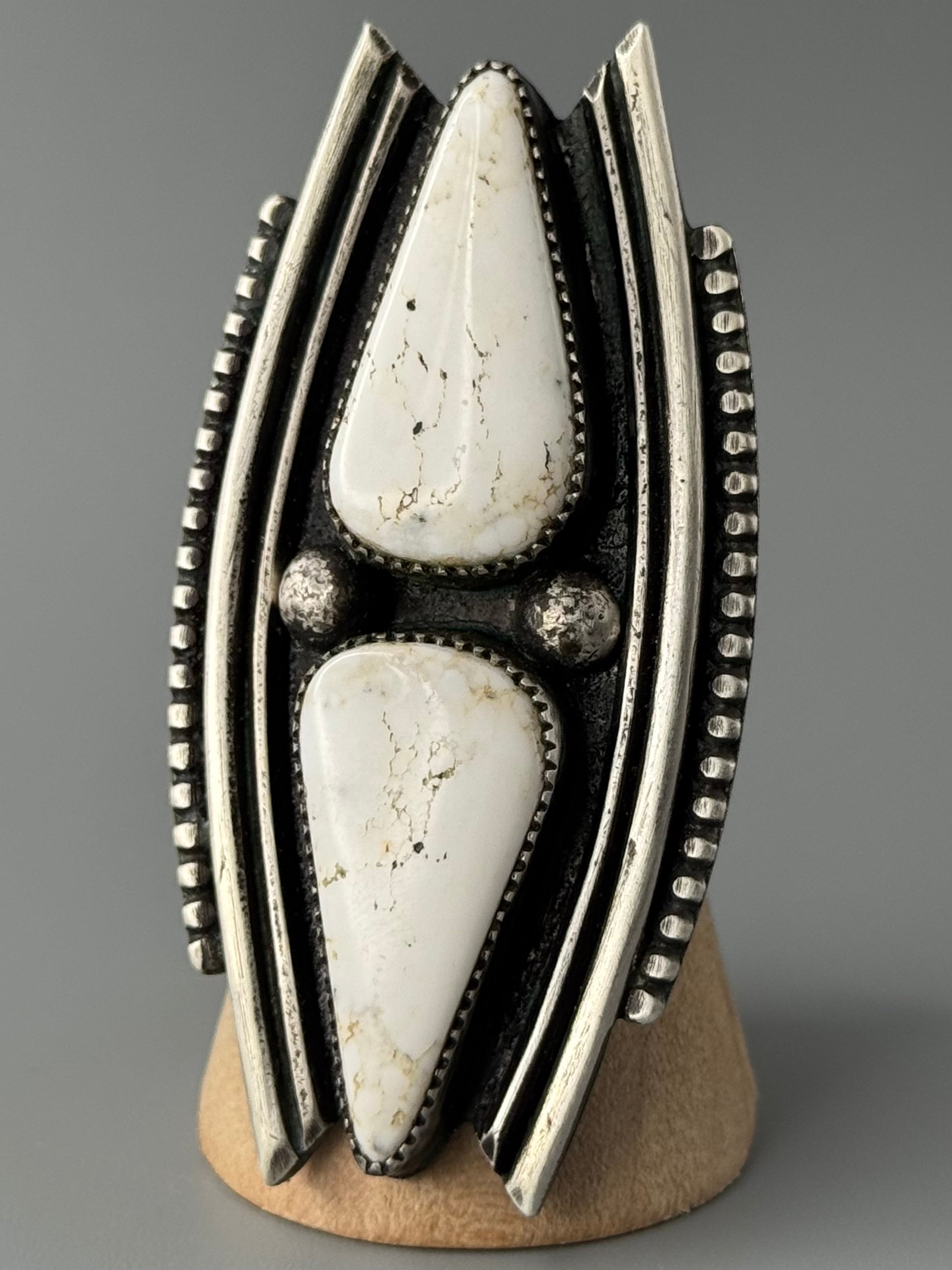 •DOUBLE TROUBLE• white buffalo + silver ring (size 7.75)