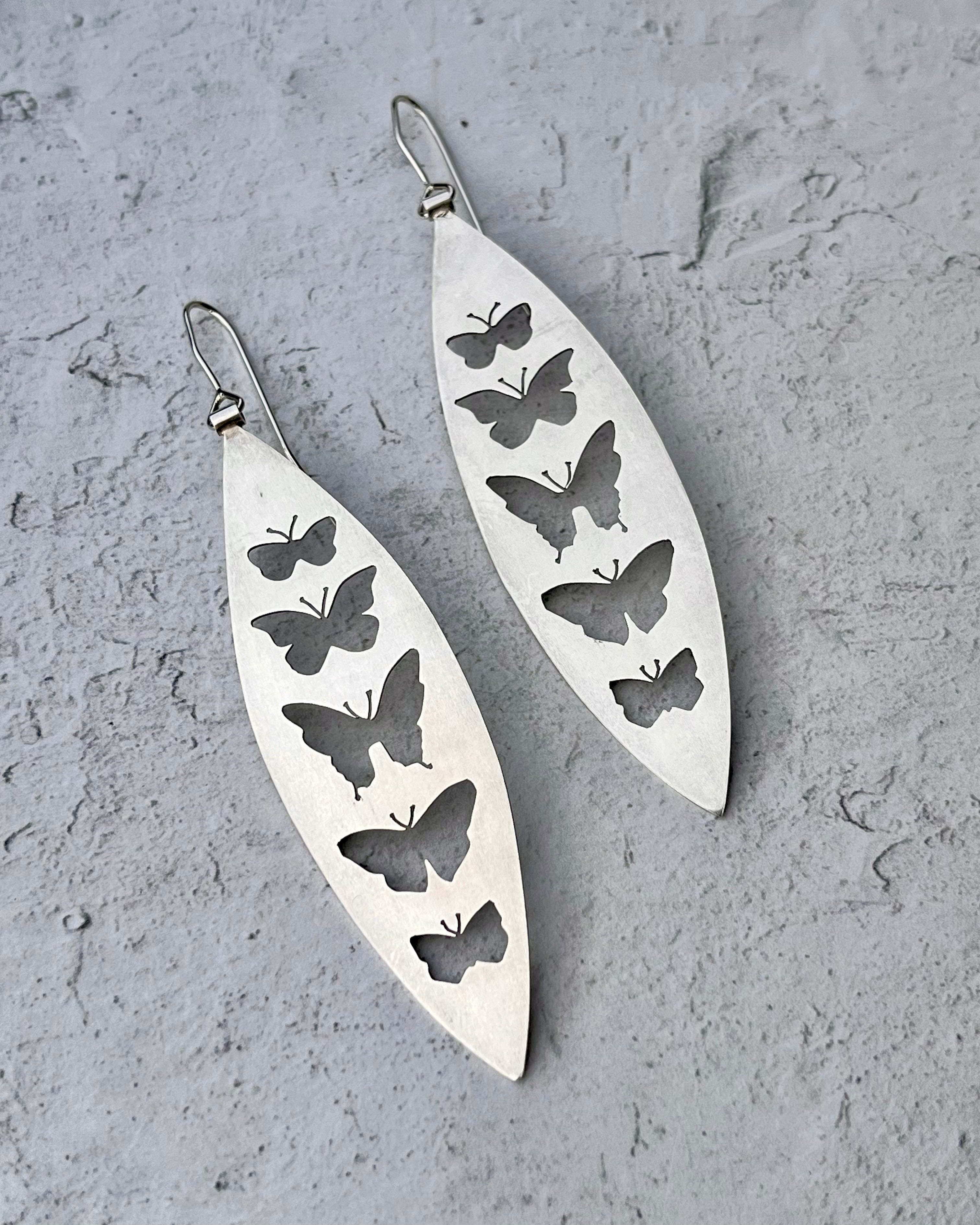 •BUTTERFLY TOTEM• silver cutout earrings