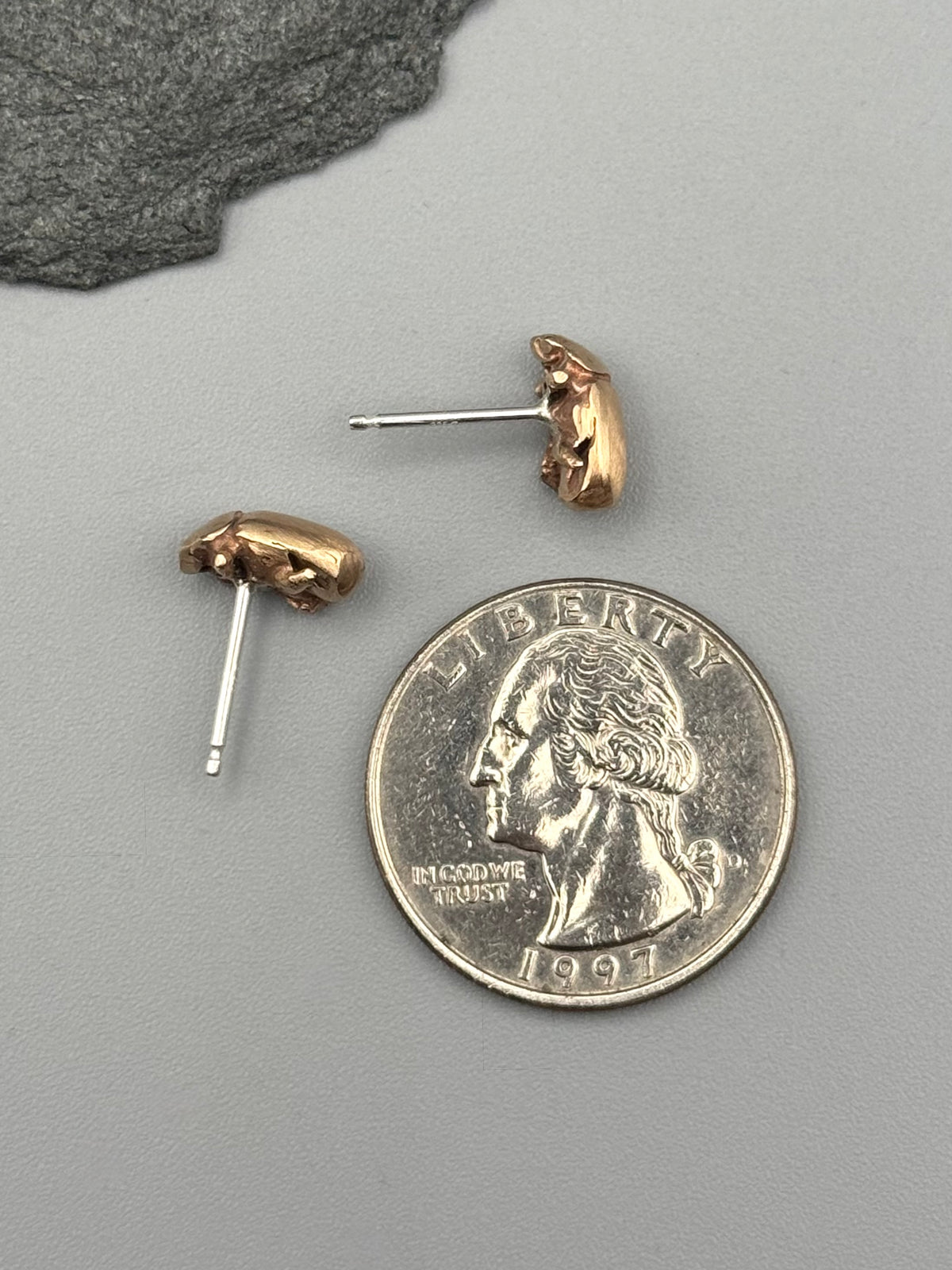•LIL' JUNEBUGS• bronze cast stud earrings