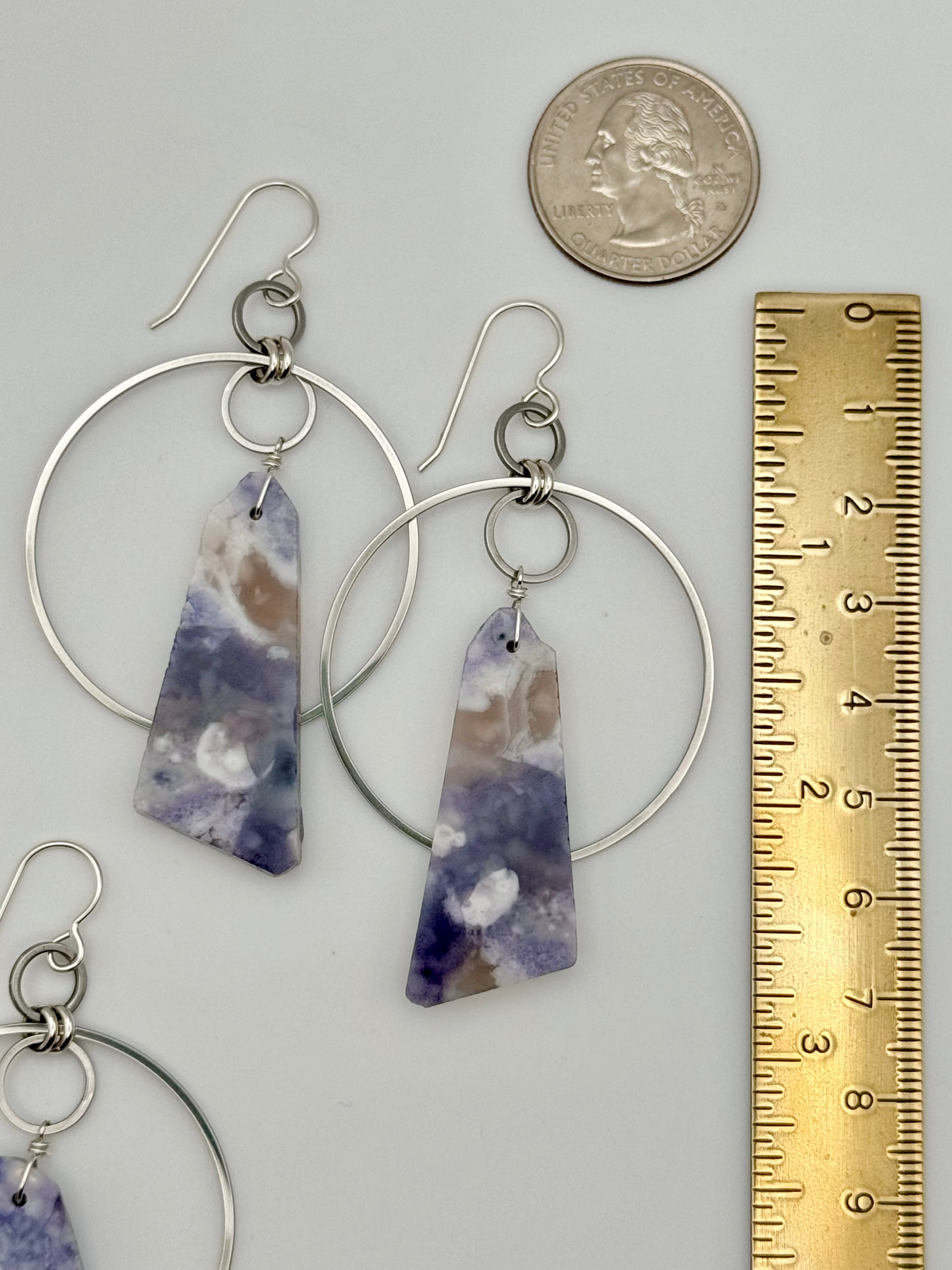 •EQUA-ORBIT• purple opal + silver dangle earrings