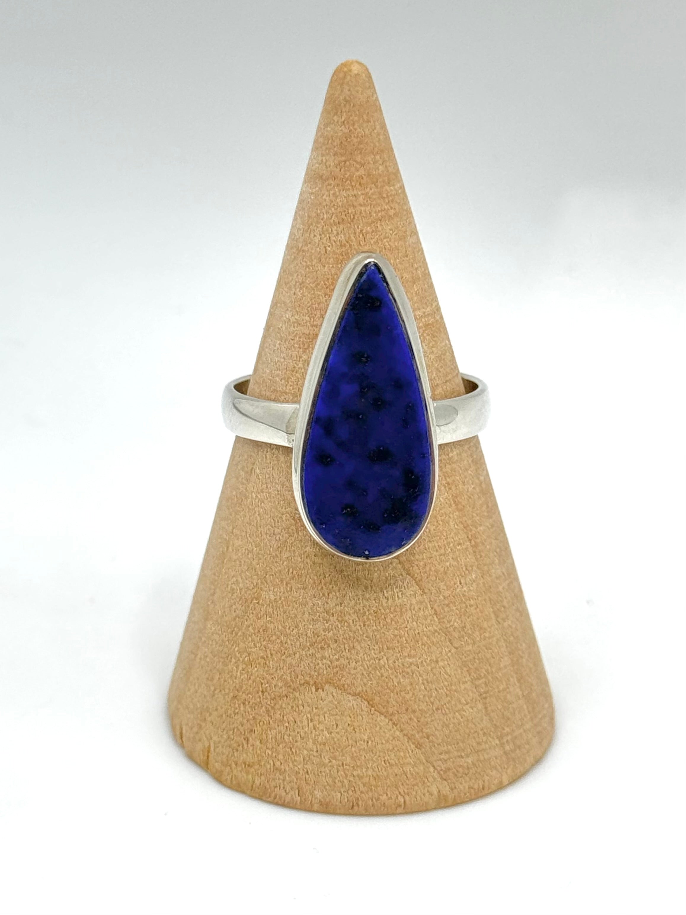 •LAPIS - LARGE TEARDROP• silver ring (size 8)