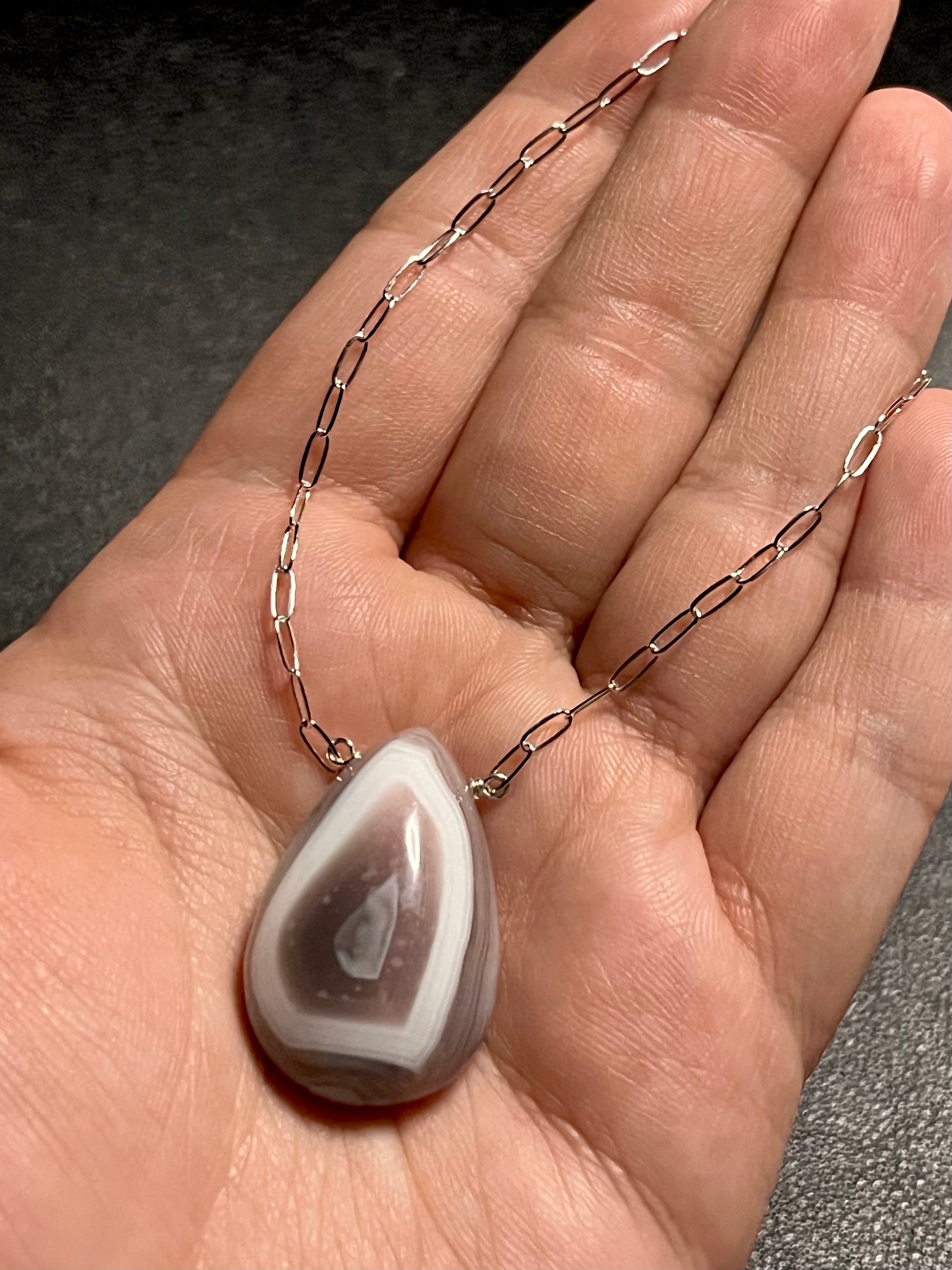 •AEON• botswana agate + silver necklace (16"-18")