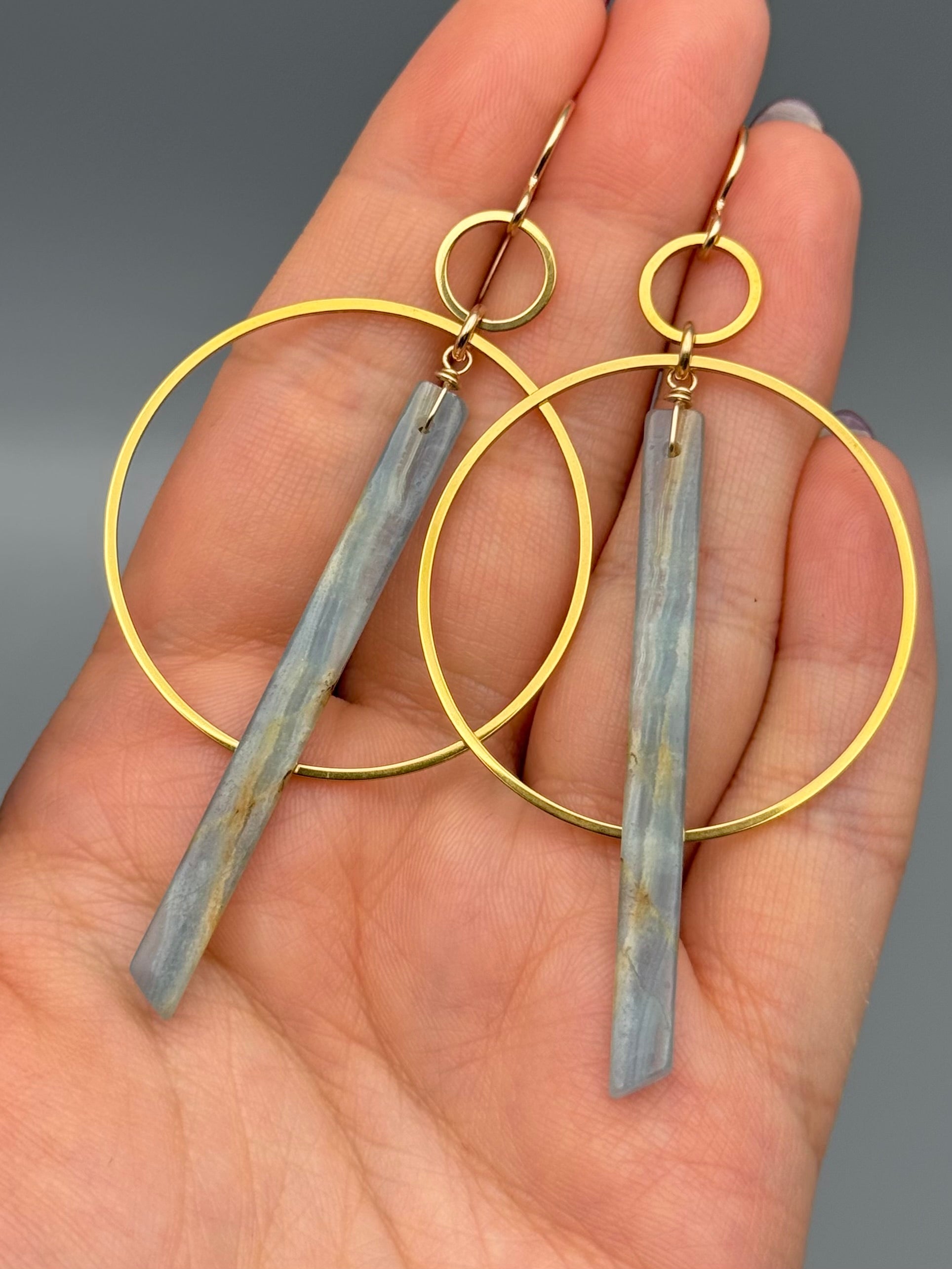 •EQUA ORBIT• blue calcite + gold earrings