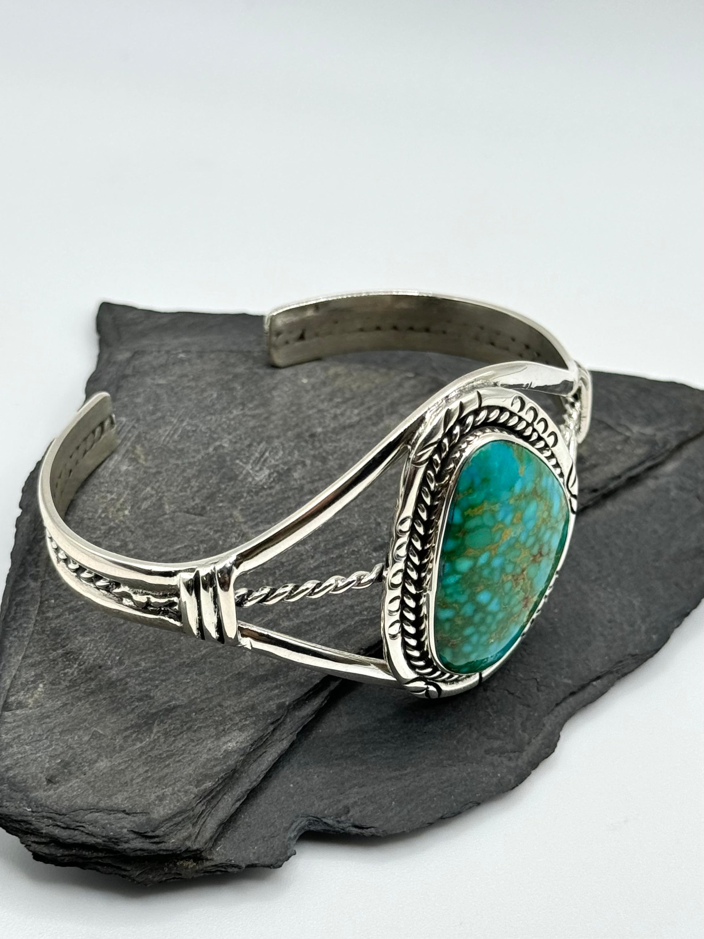 •SONORAN GOLD TURQUOISE - BIGGIE• Navajo silver cuff bracelet (7" +/-)