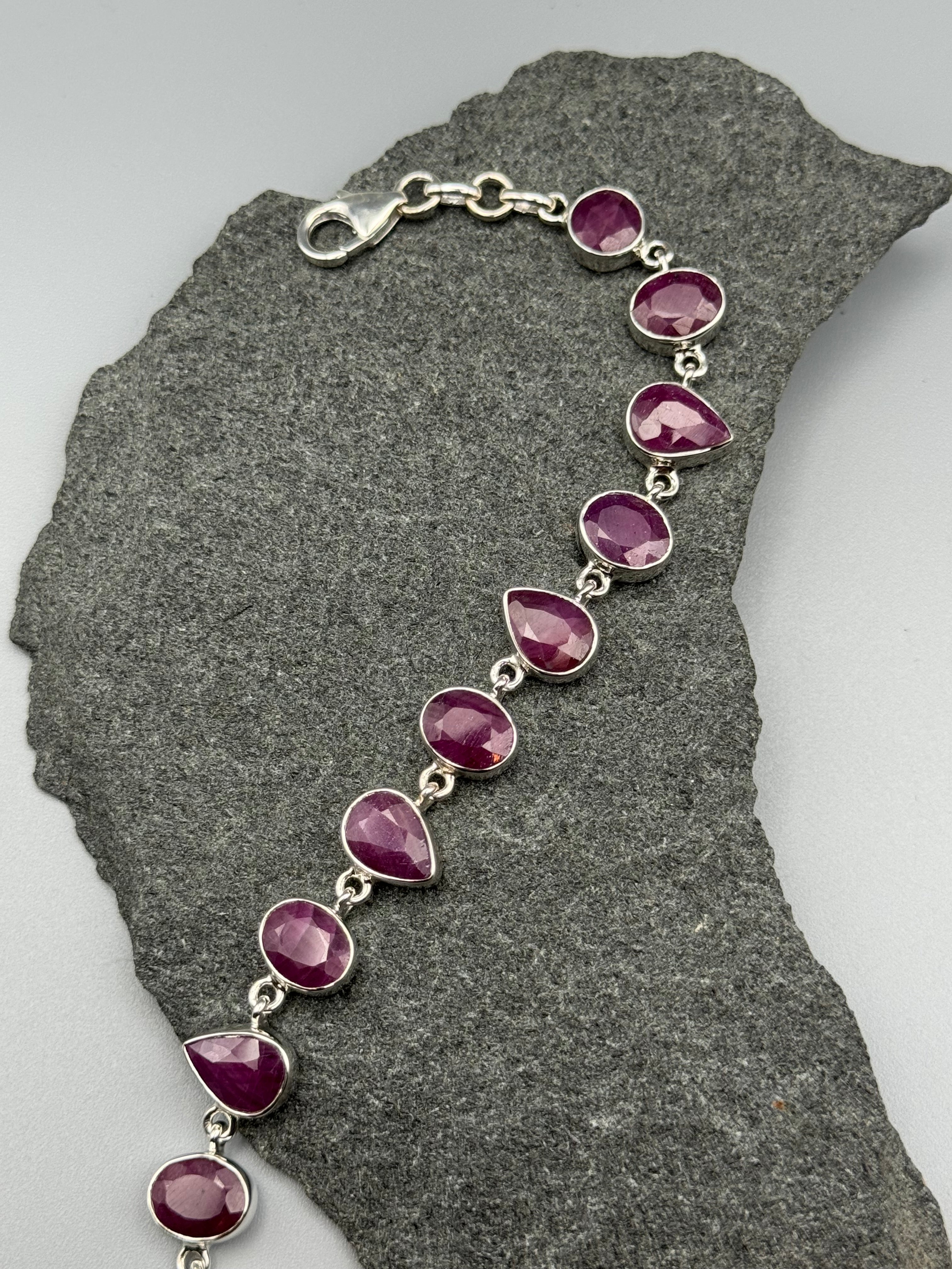 •RUBY - GEO MIX• linked silver bracelet (7.25" - 9")
