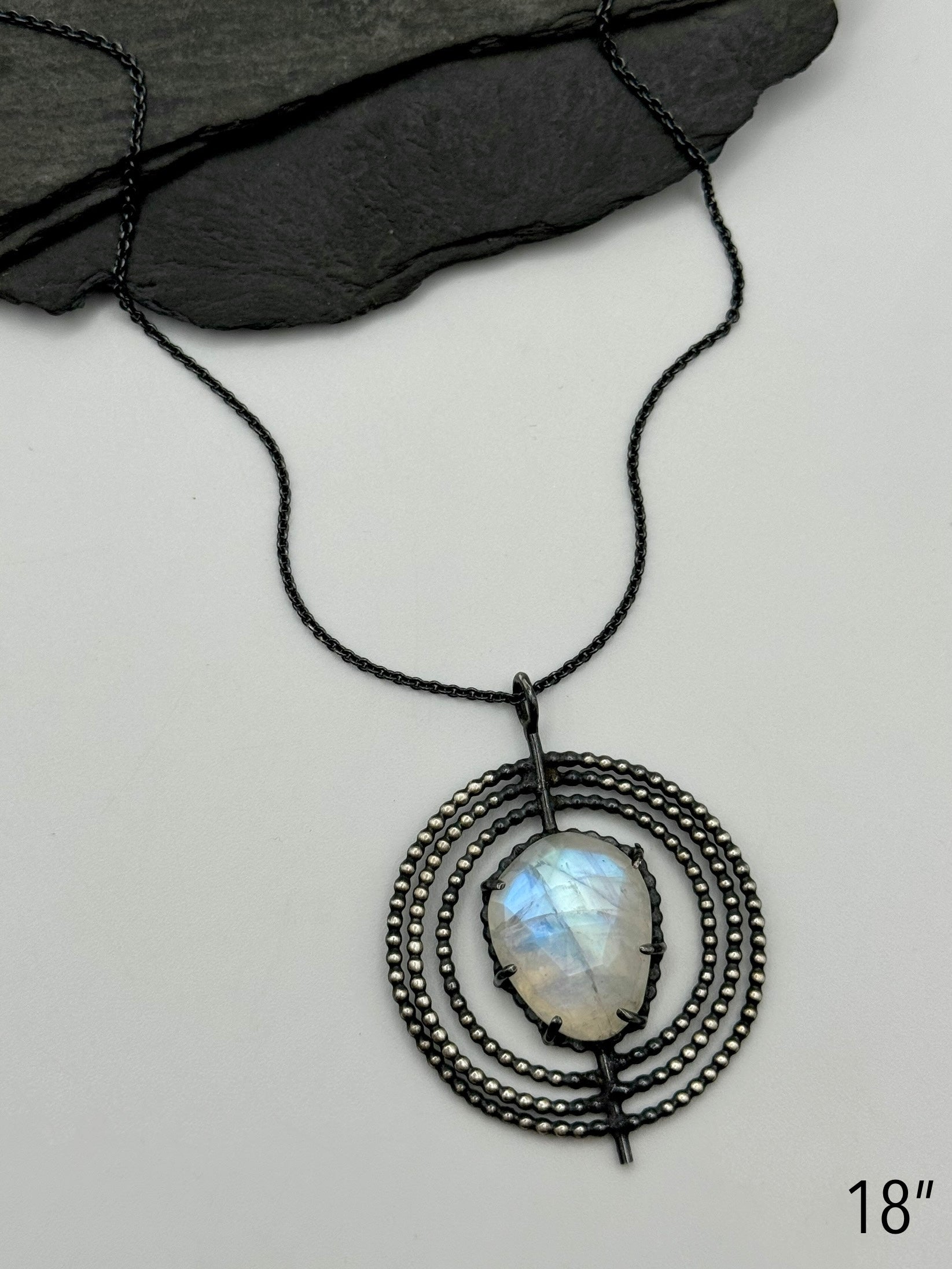 •INNER COMPASS• rainbow moonstone + silver necklace (various lengths)