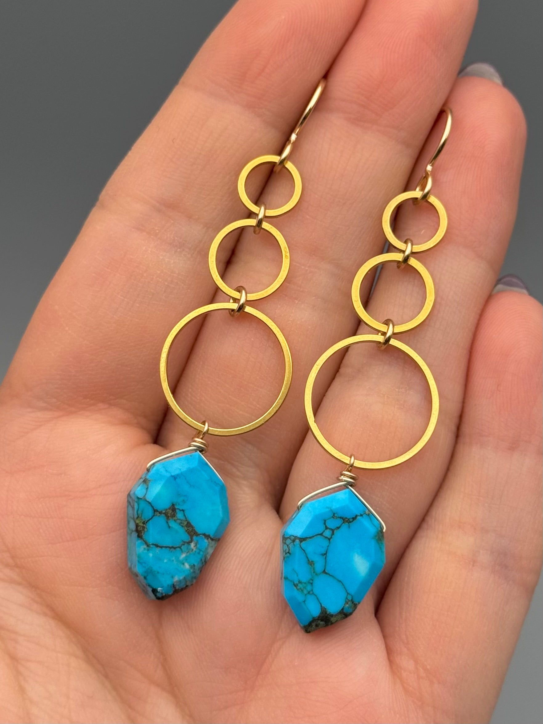 •SIX OF CUPS• turquoise + gold earrings
