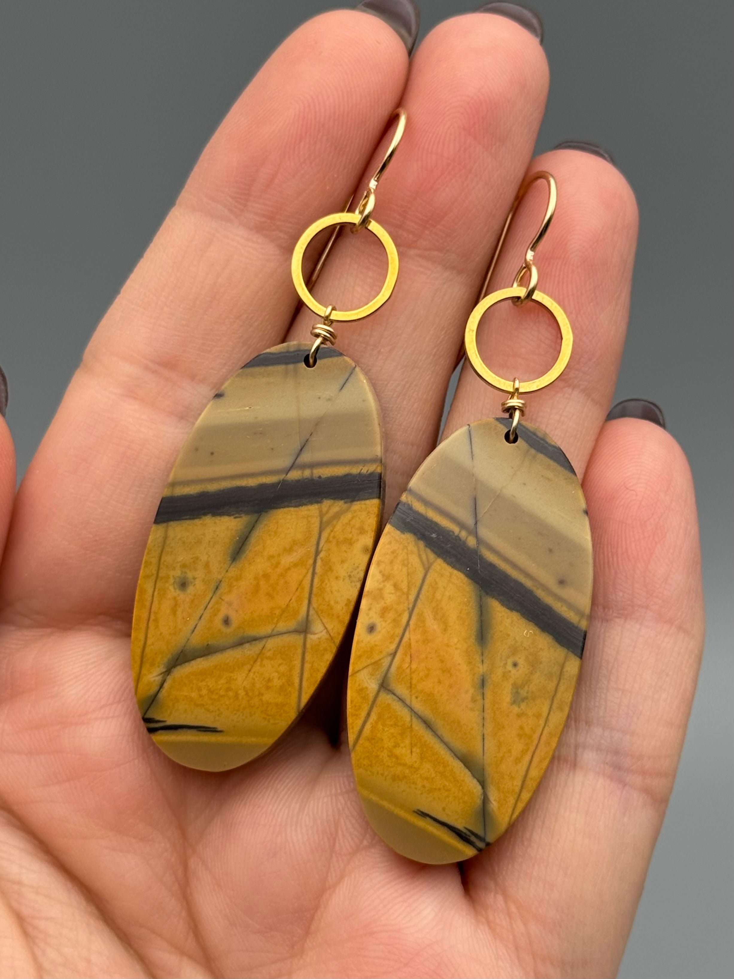 •LUNA• red creek jasper + gold earrings