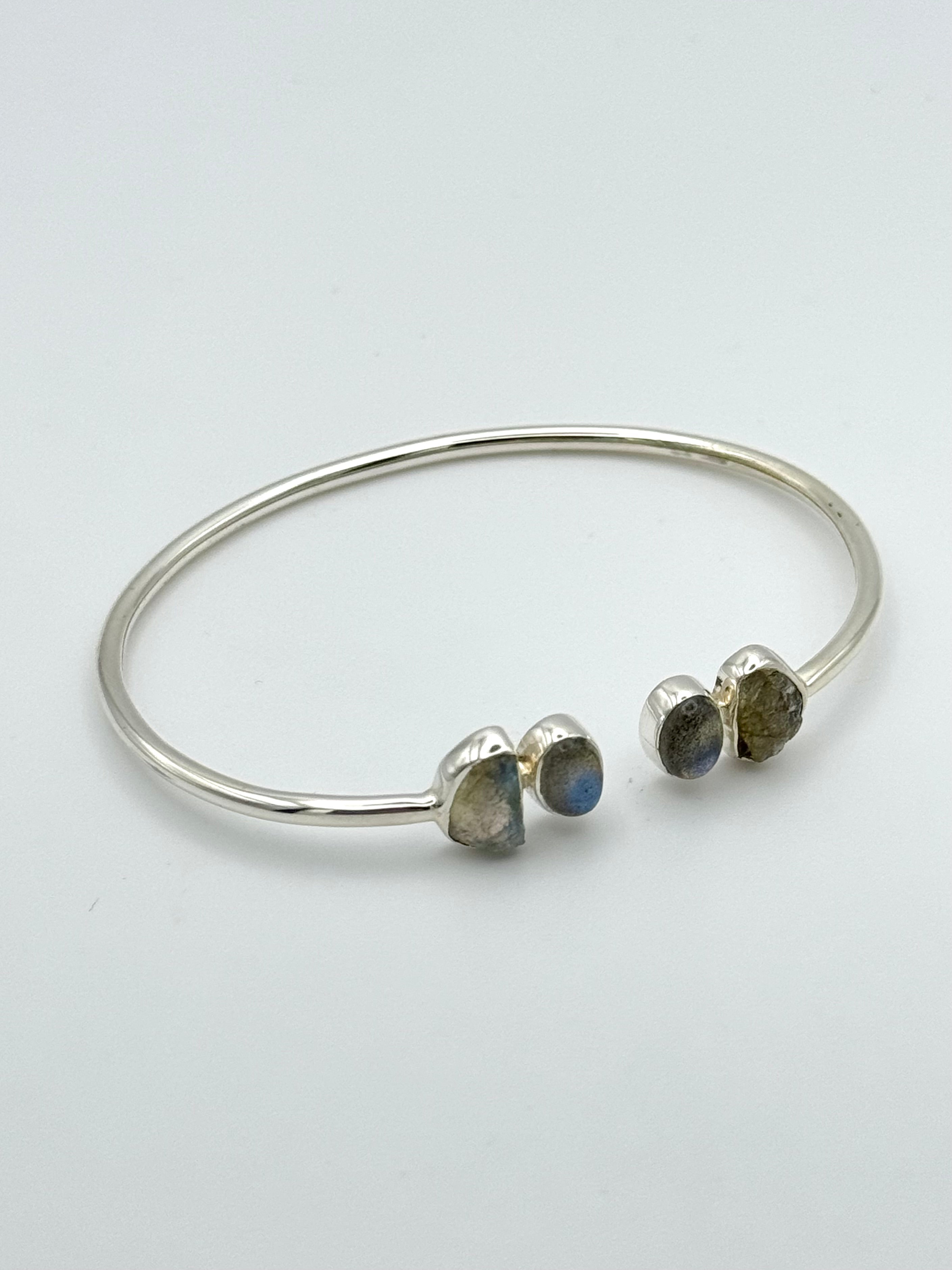 •ORGANIC FREEFORMS + OVALS• labradorite + silver twist-on cuff bracelet