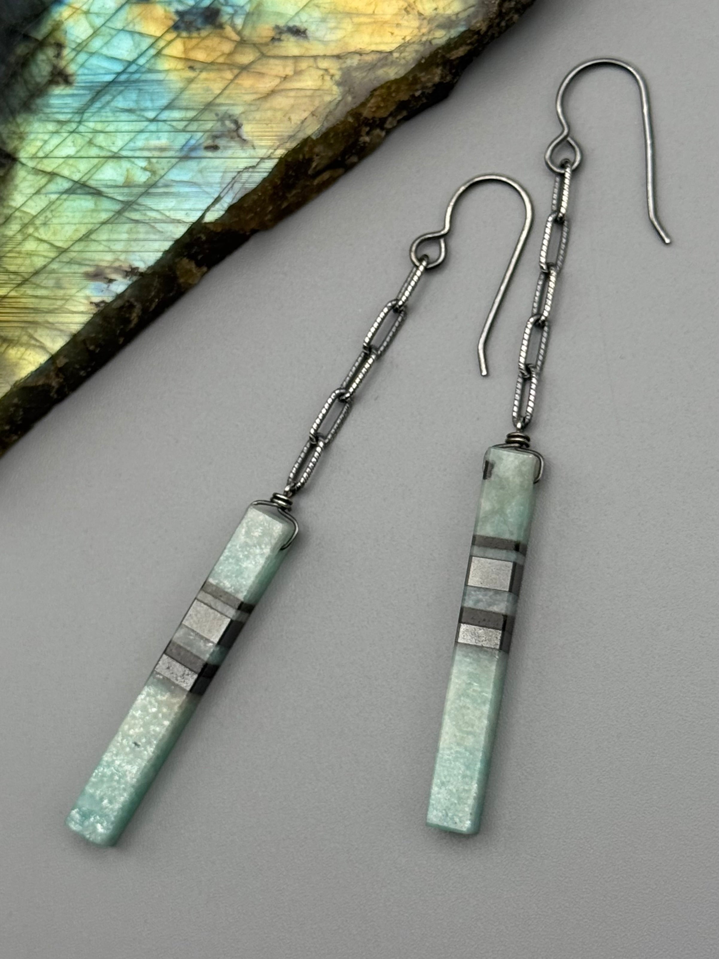 •LINKED• intarsia tower + silver earrings