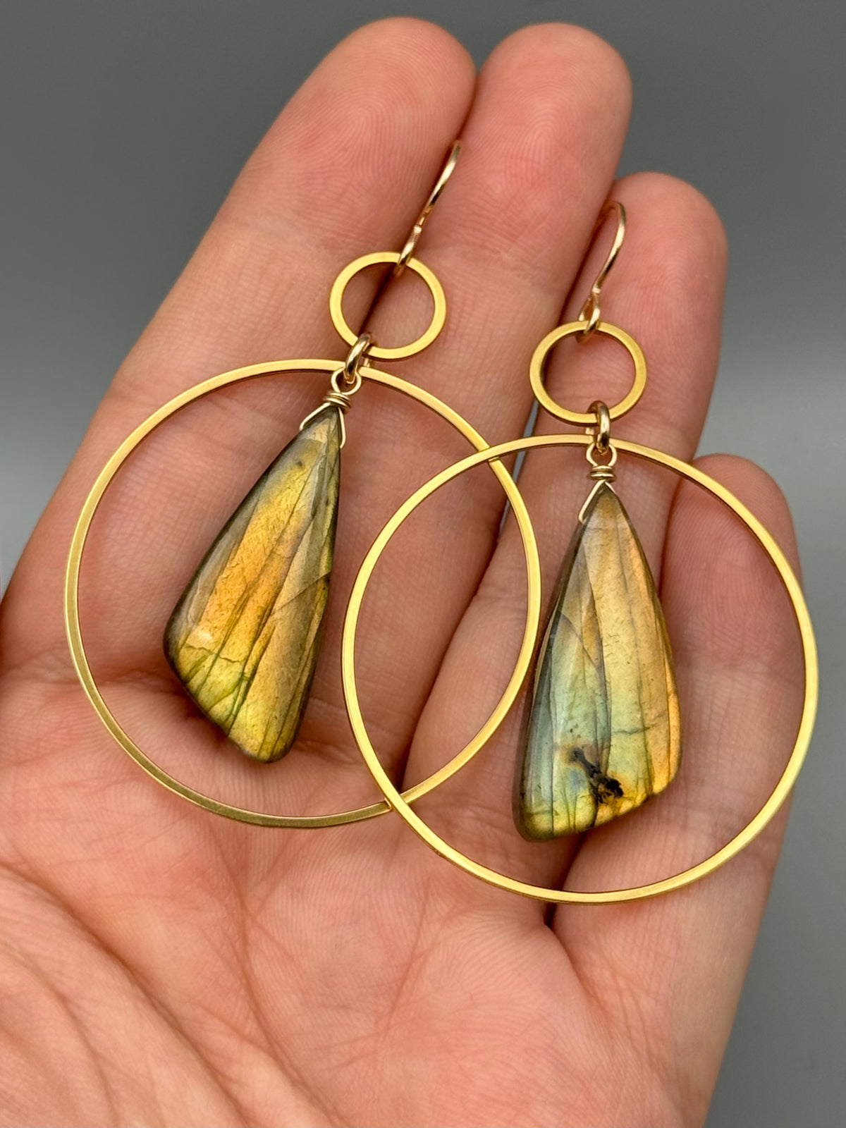 •EQUA-LUNA• golden labradorite wing + gold earrings