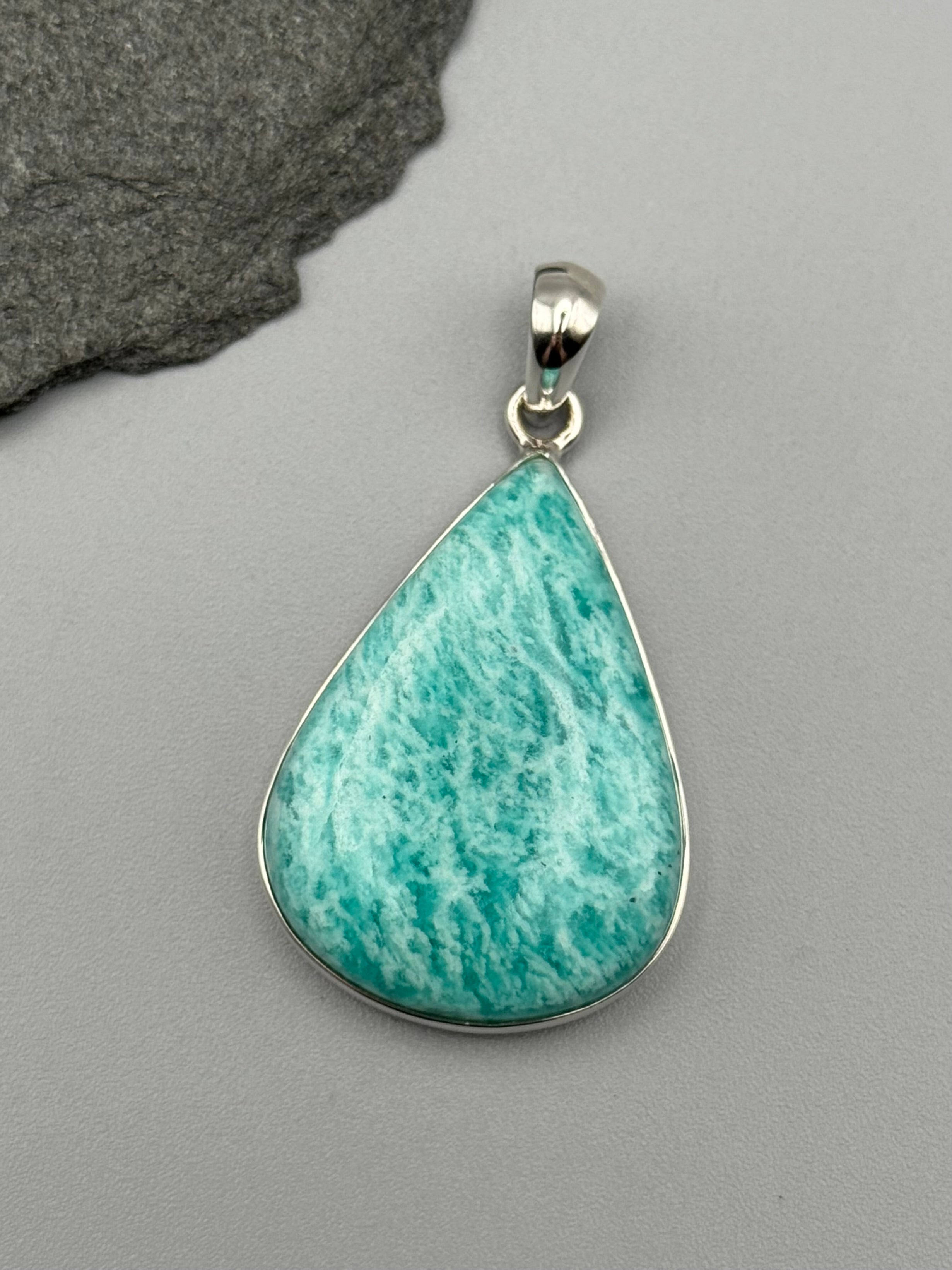 •AMAZONITE - TEAR 2• sterling silver pendant
