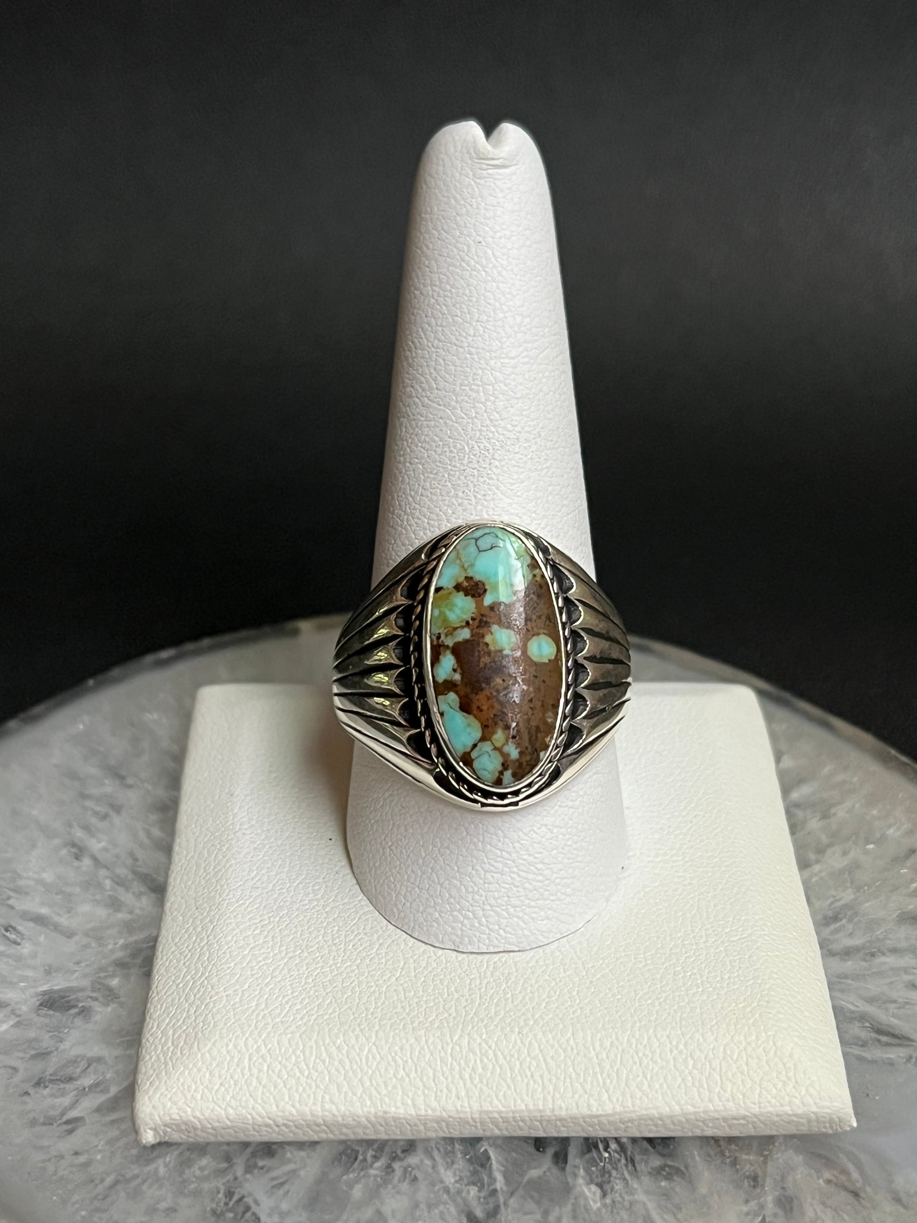 •#8 NEVADA TURQUOISE• Navajo silver ring - size 11.5