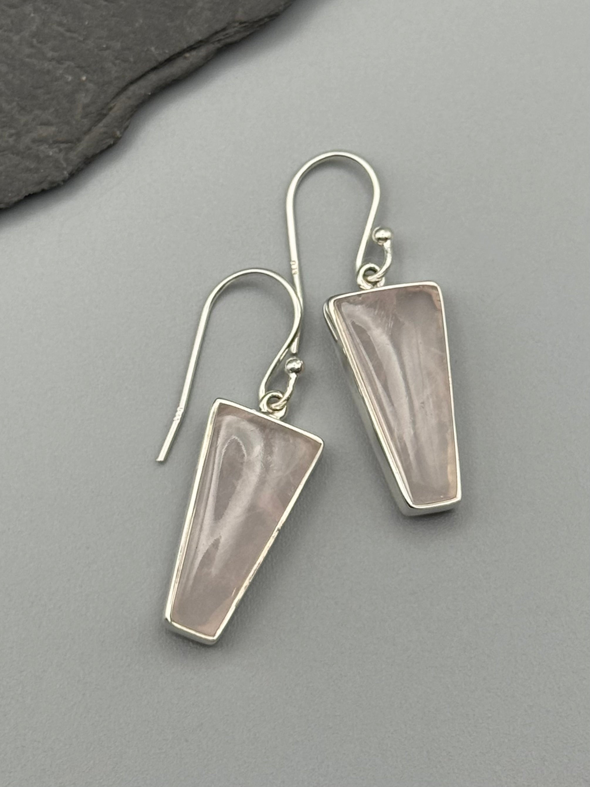 •ROSE QUARTZ - PORTAL• silver dangle earrings