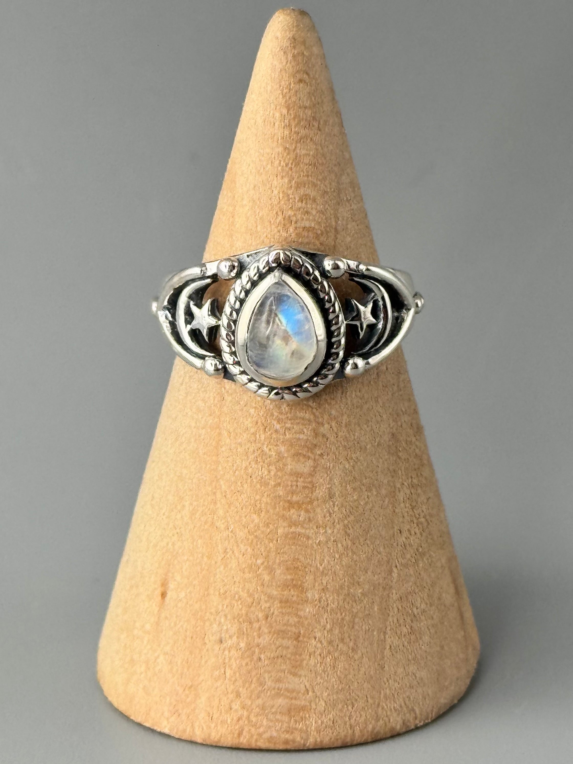 •RAINBOW MOONSTONE - COSMIC• sterling silver ring (various sizes)