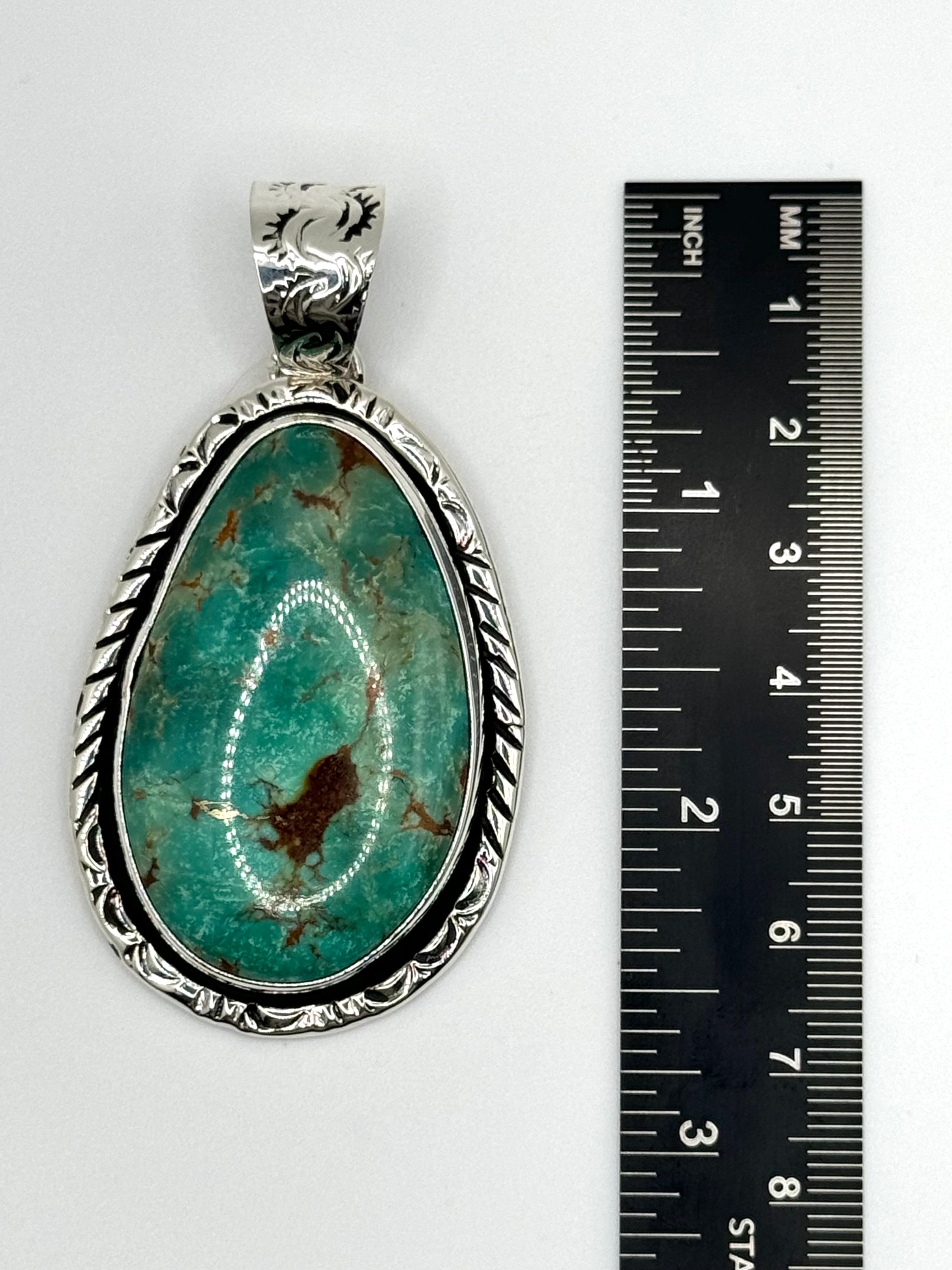 •KINGMAN TURQUOISE - 1• Navajo silver pendant