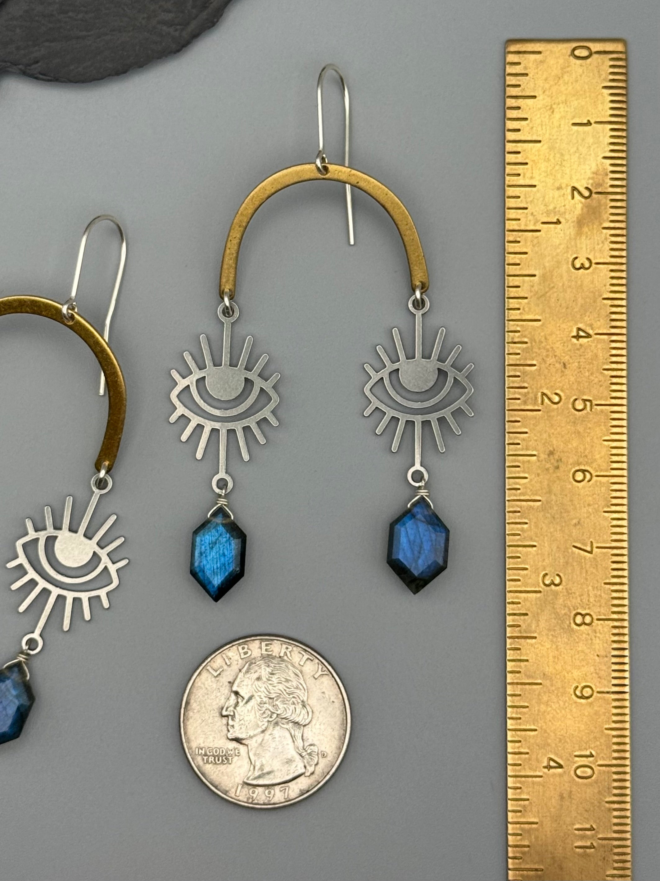 •EYES ON THE PRIZE• labradorite + mixed metal earrings