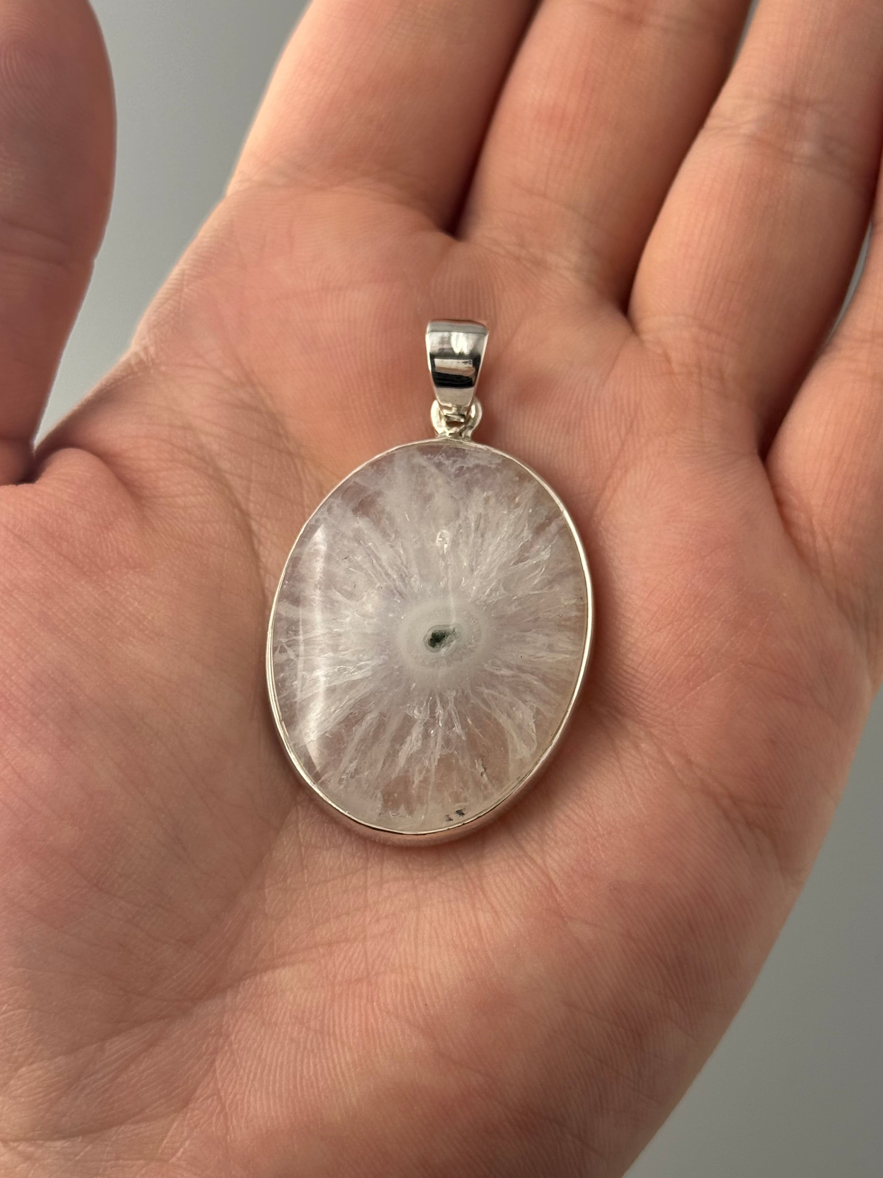 •SOLAR QUARTZ - OVAL• sterling silver pendant