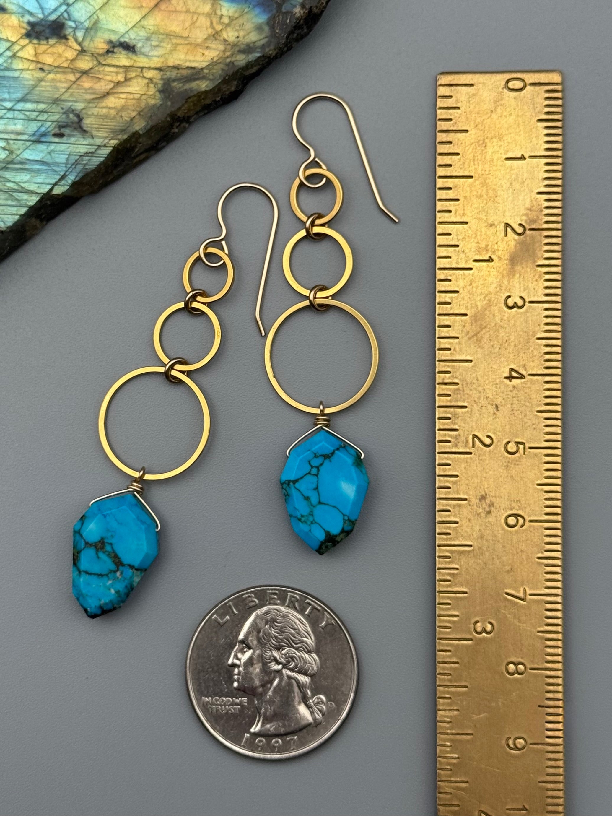 •SIX OF CUPS• turquoise + gold earrings