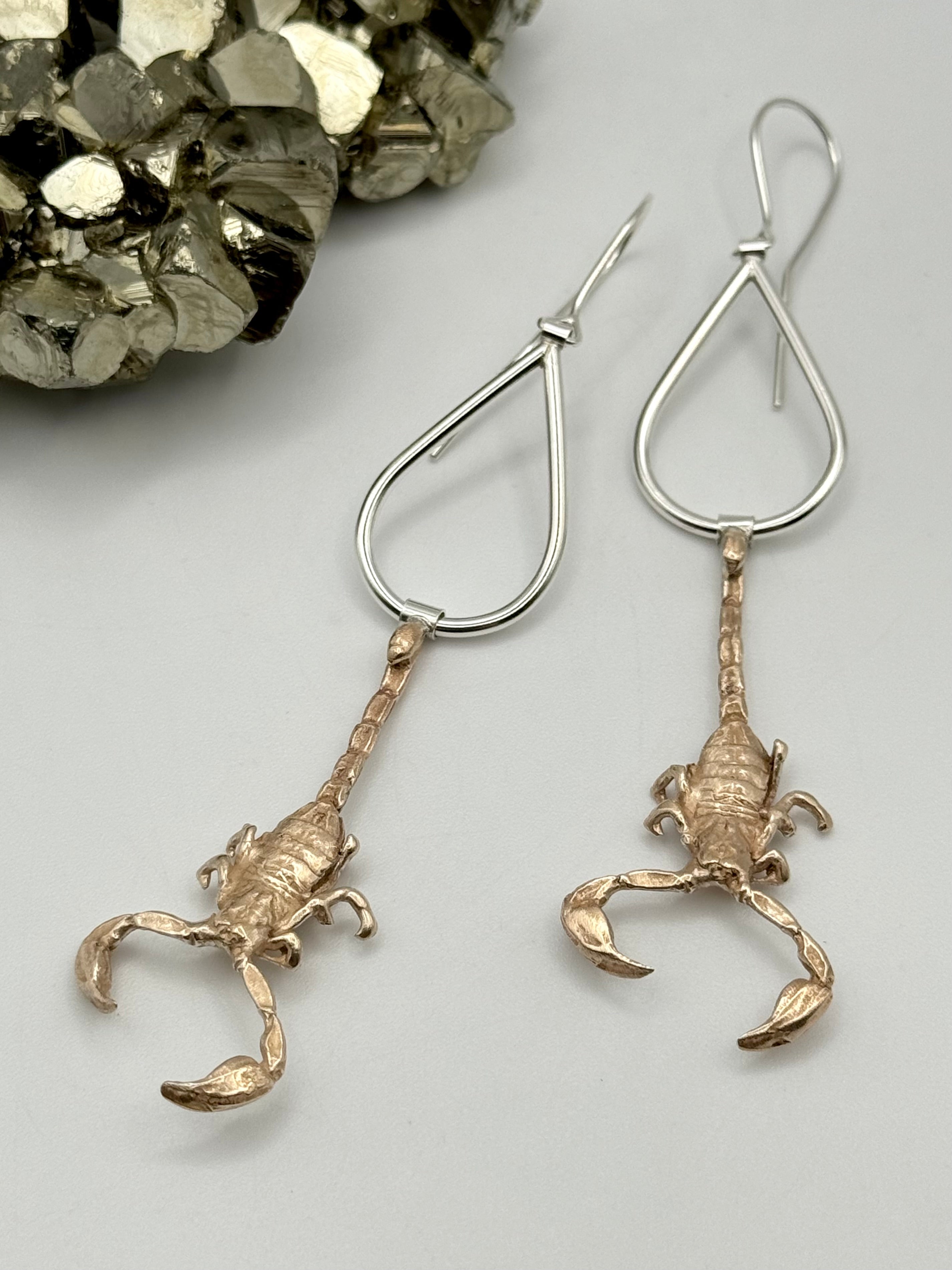 •SCORPION TEARDROP• mixed metal dangle earrings