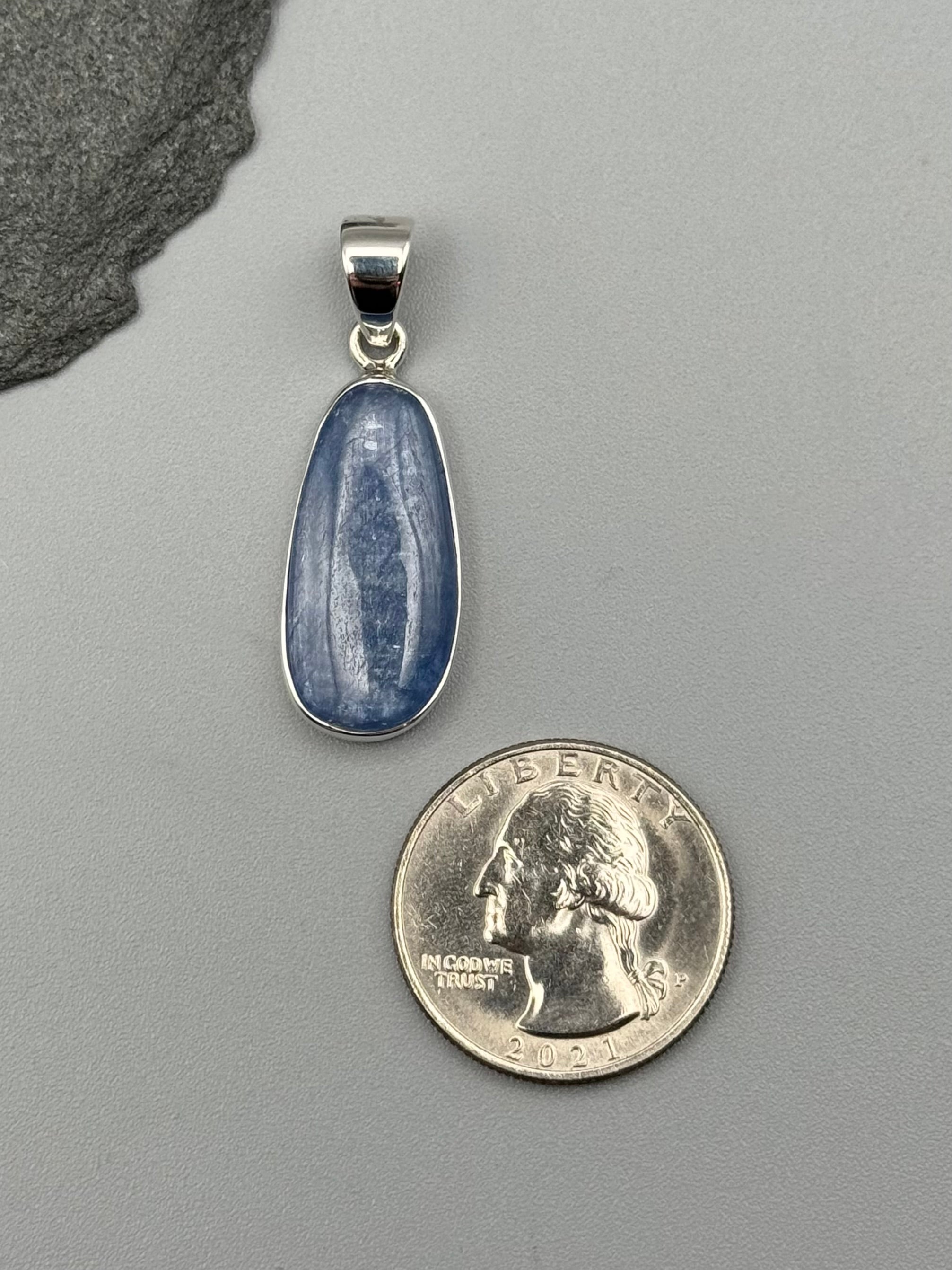 •KYANITE - ELONGATED OVAL• sterling silver pendant