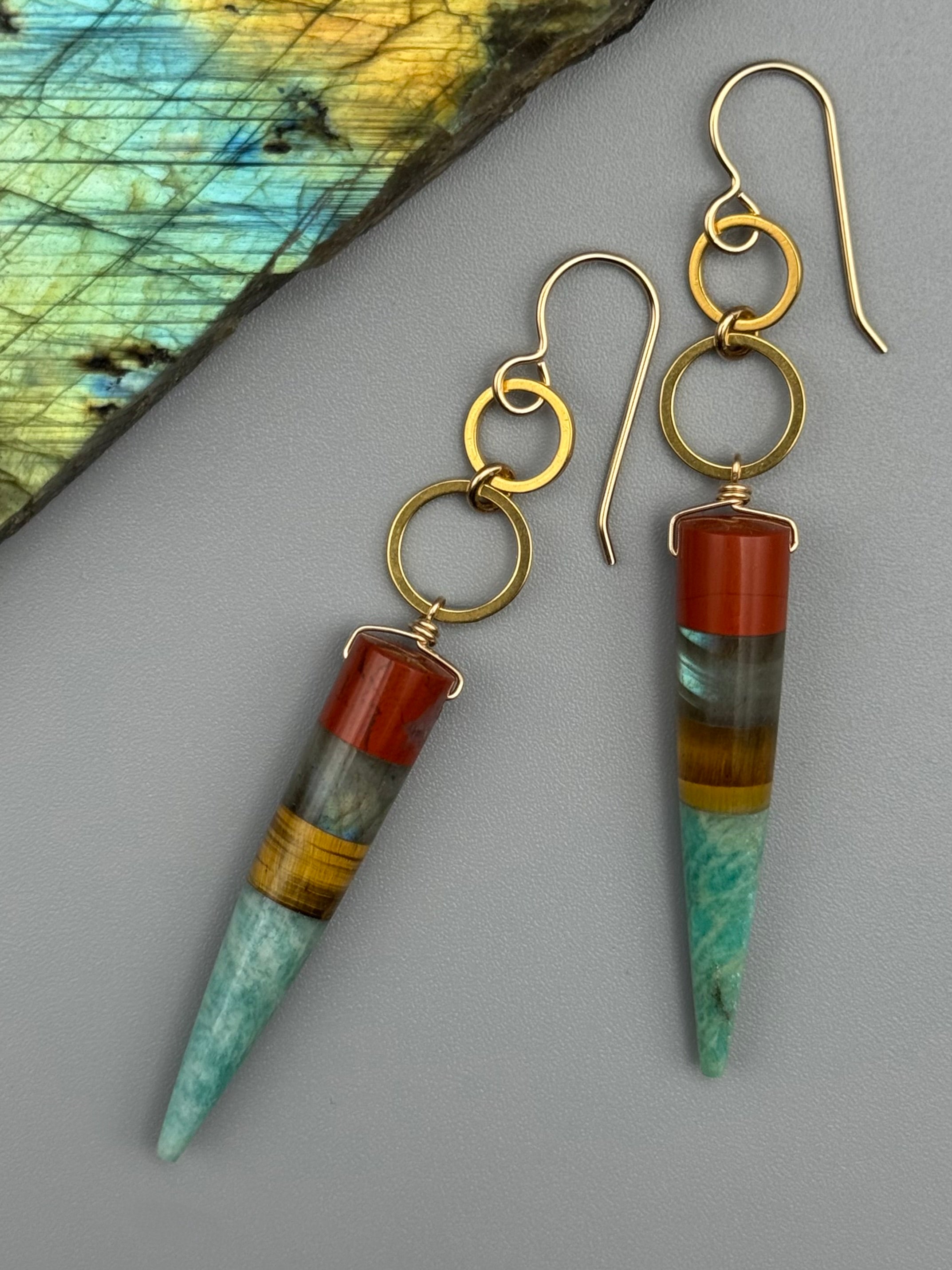 •4 OF CUPS• intarsia + gold earrings