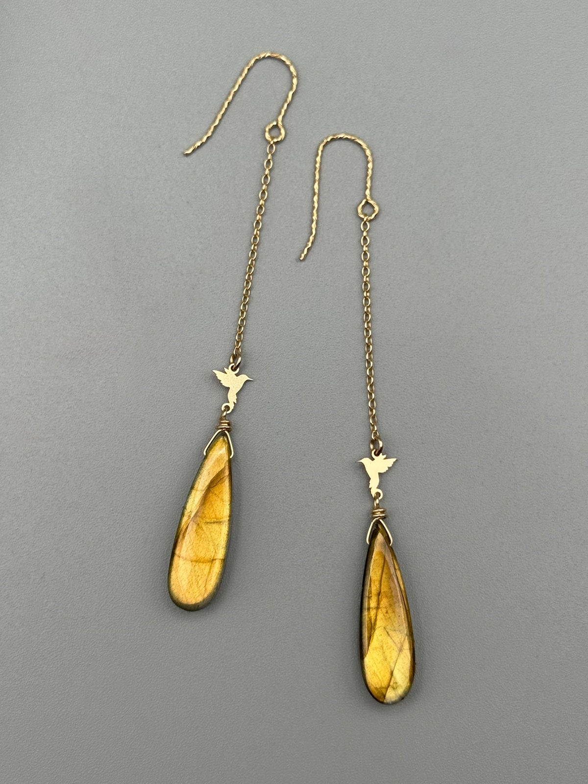•NECTAR• golden labradorite tear + gold earrings
