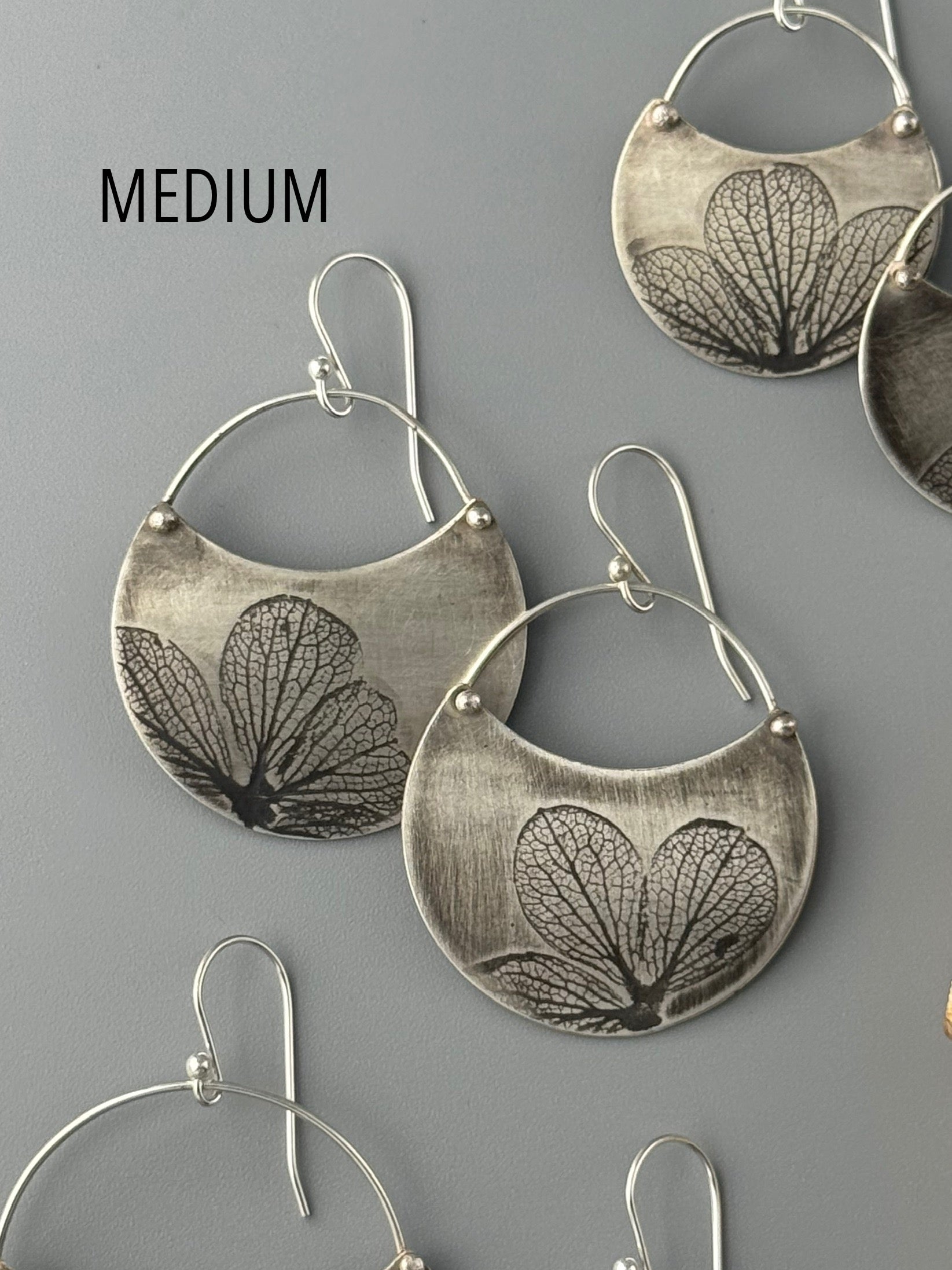 •HYDRANGEA CRESCENT• silver dangle earrings