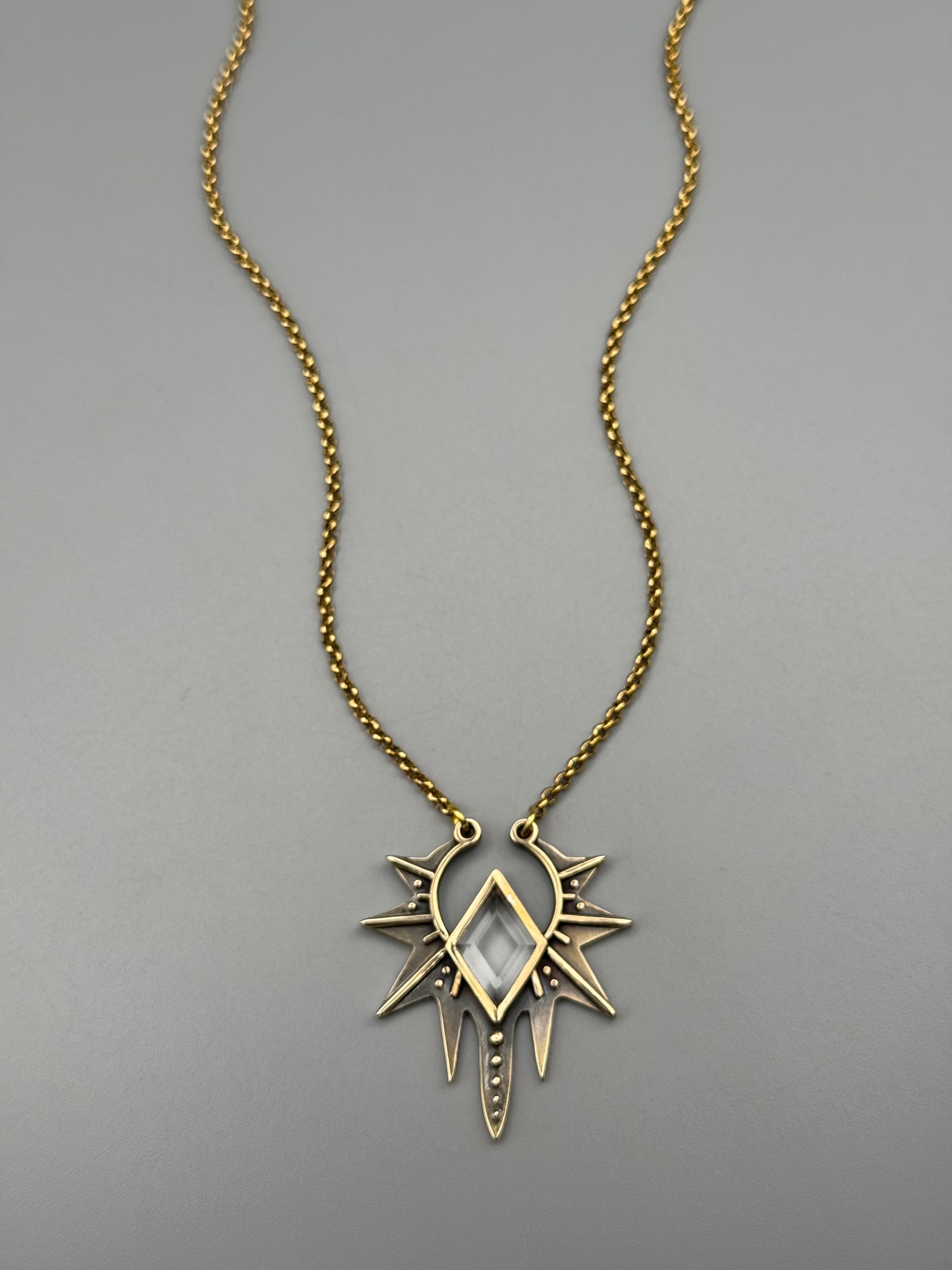 •STARLING• clear quartz + gold necklace (16" long)