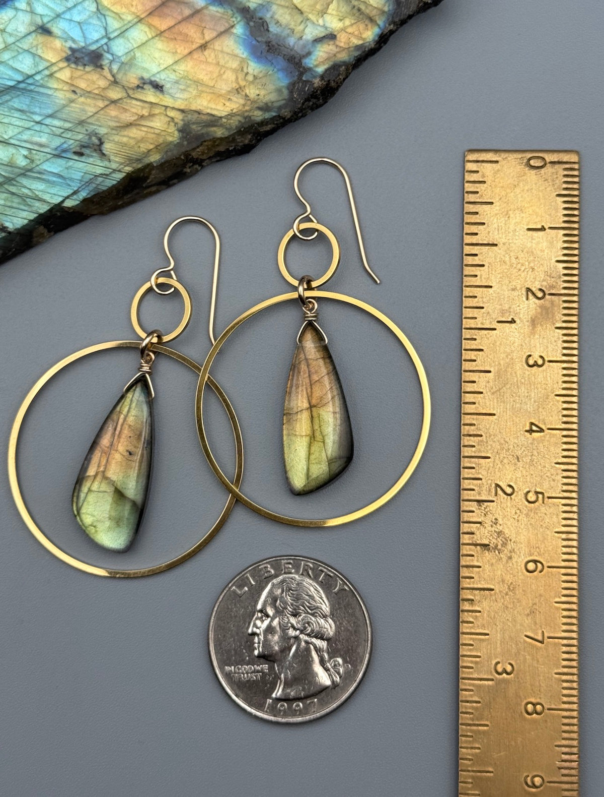 •EQUA-LUNA• golden labradorite wing + gold earrings