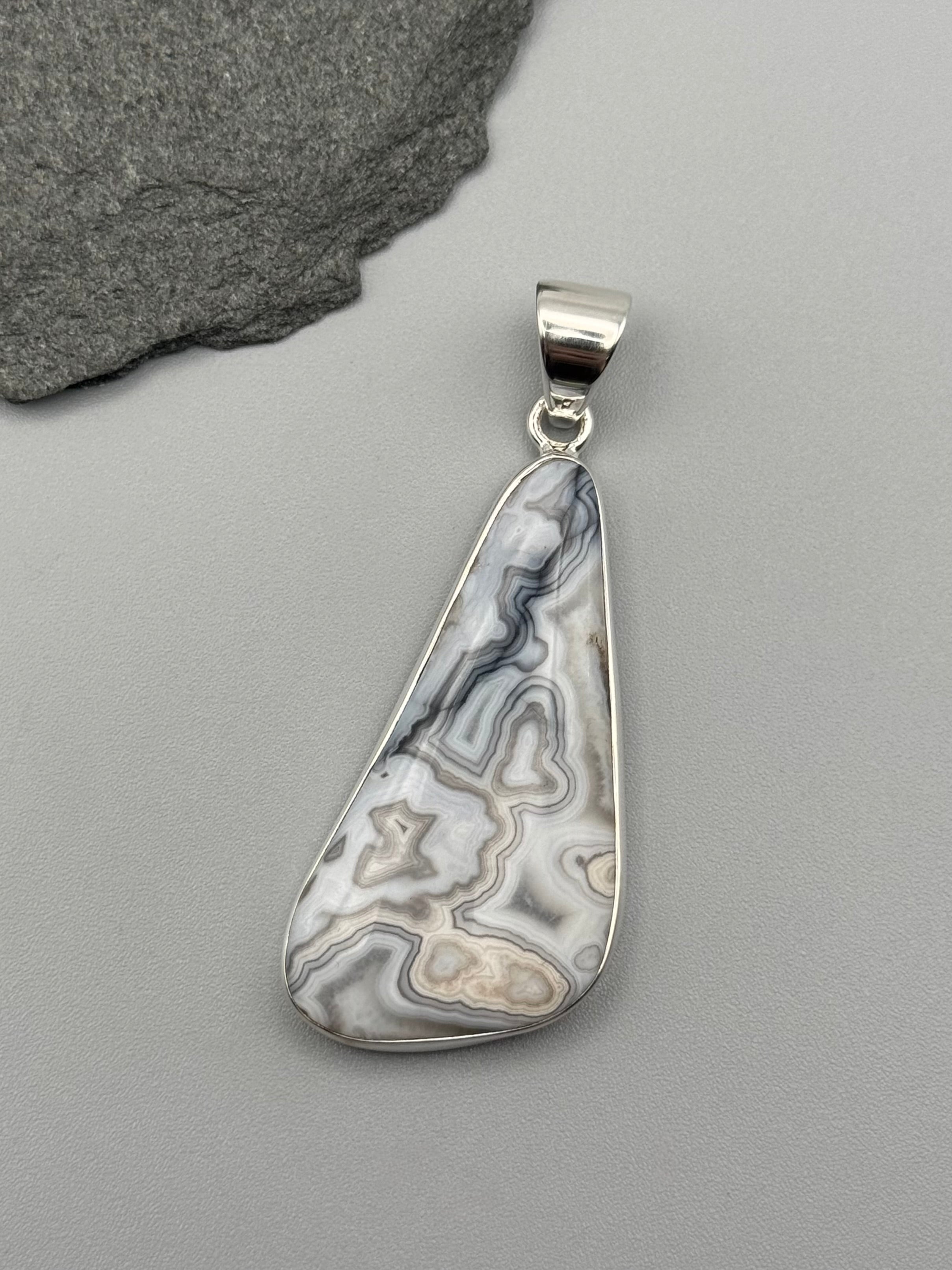 •BOTSWANA AGATE - FREEFORM• sterling silver pendant