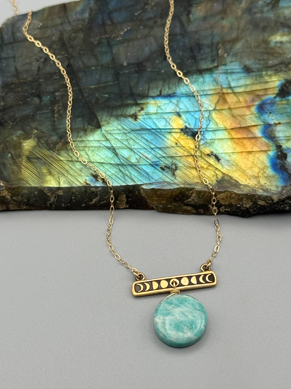 •NYX• amazonite + gold necklace (17"-19" long)