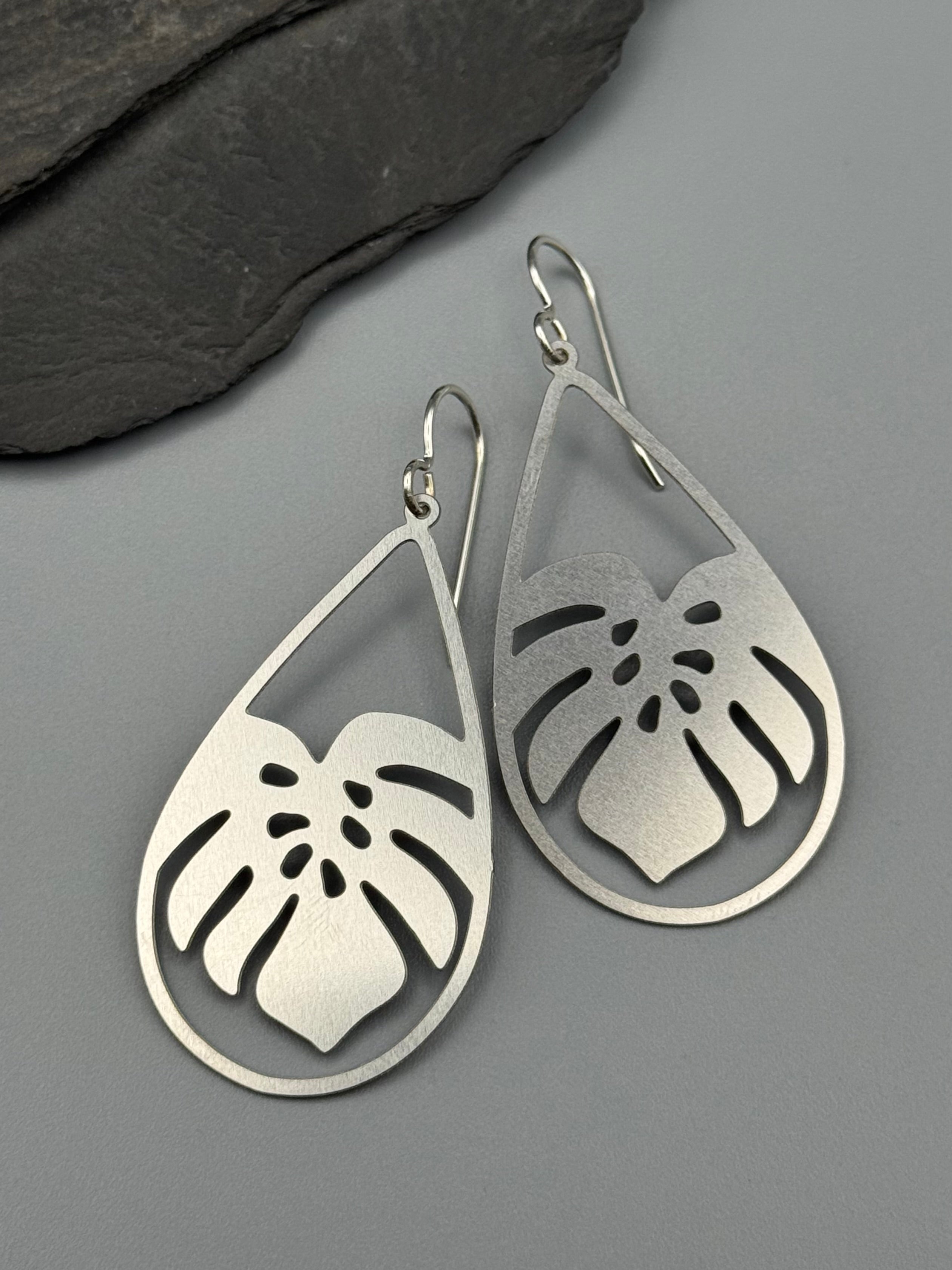 •MONSTERA• silver dangle earrings