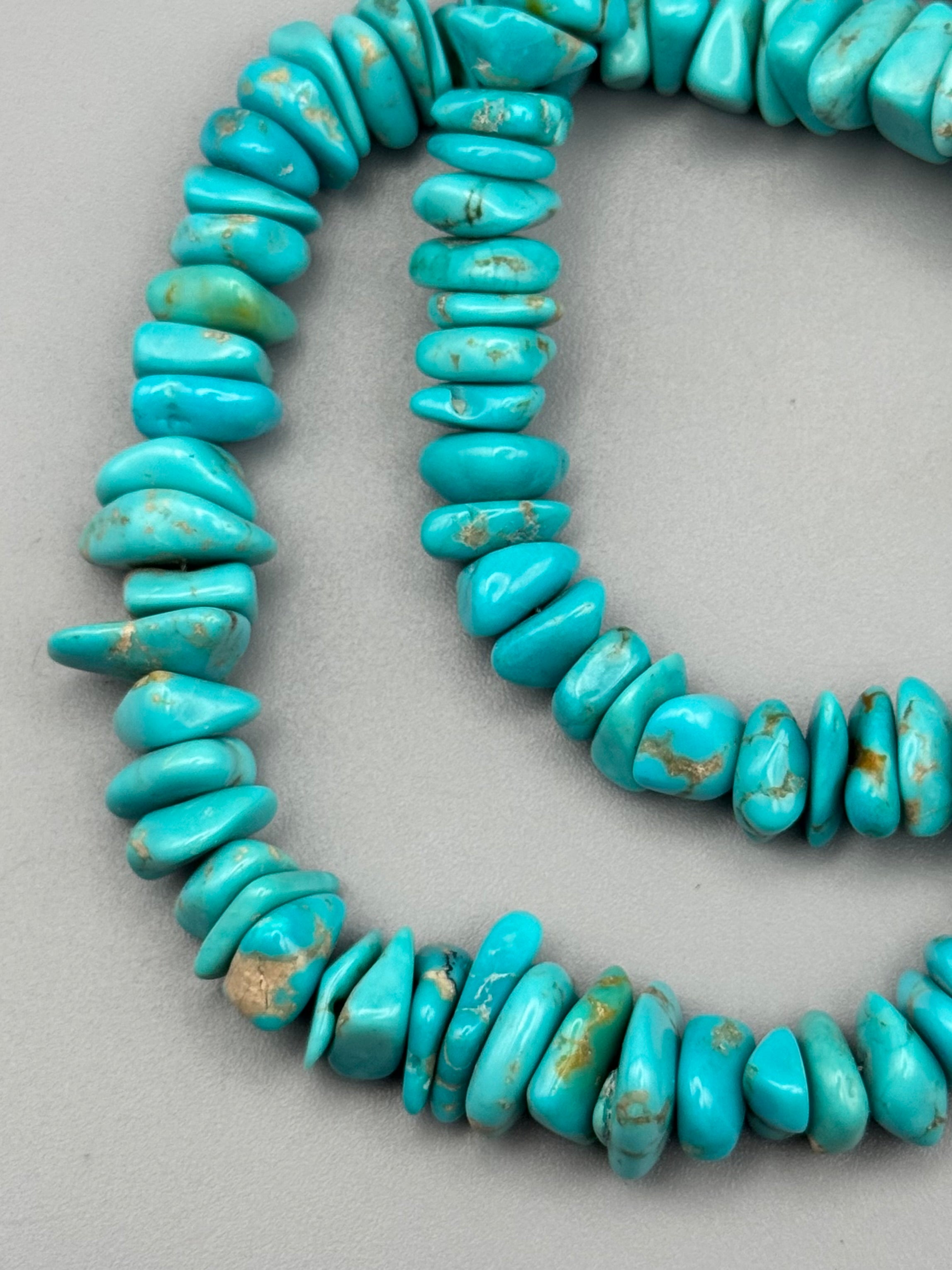 •HUBEI TURQUOISE - CHUNKY STRAND• silver beaded necklace (17.5" - 19.5" long)