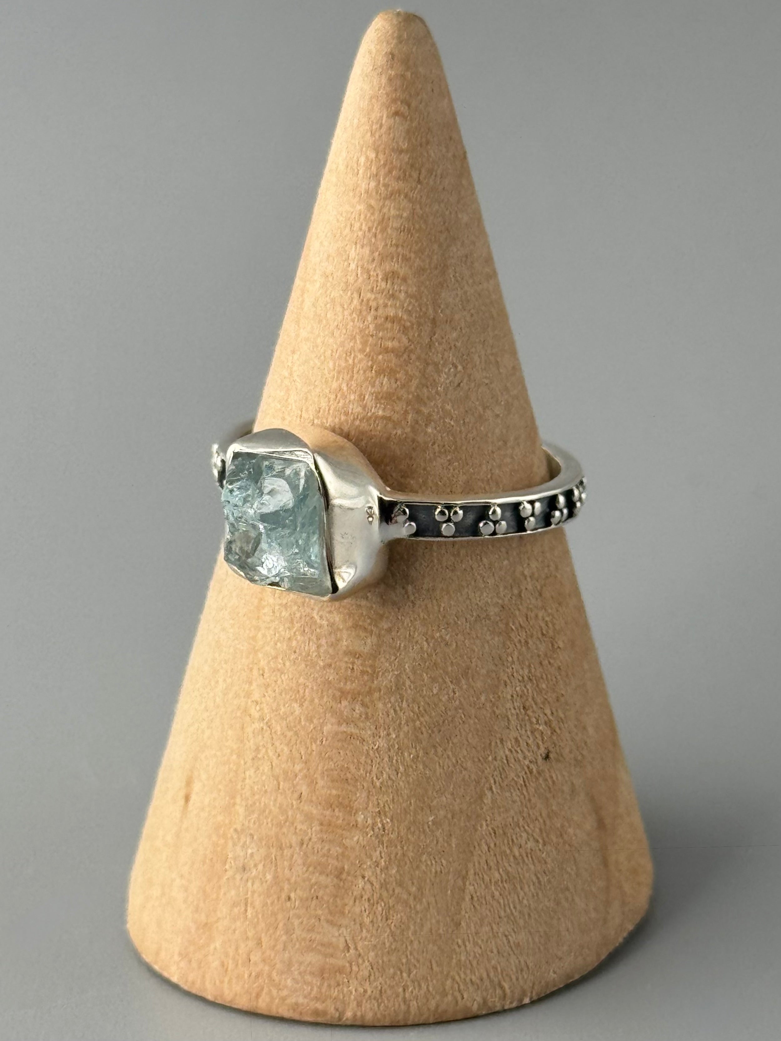 •AQUAMARINE• elemental dot silver ring (various sizes)