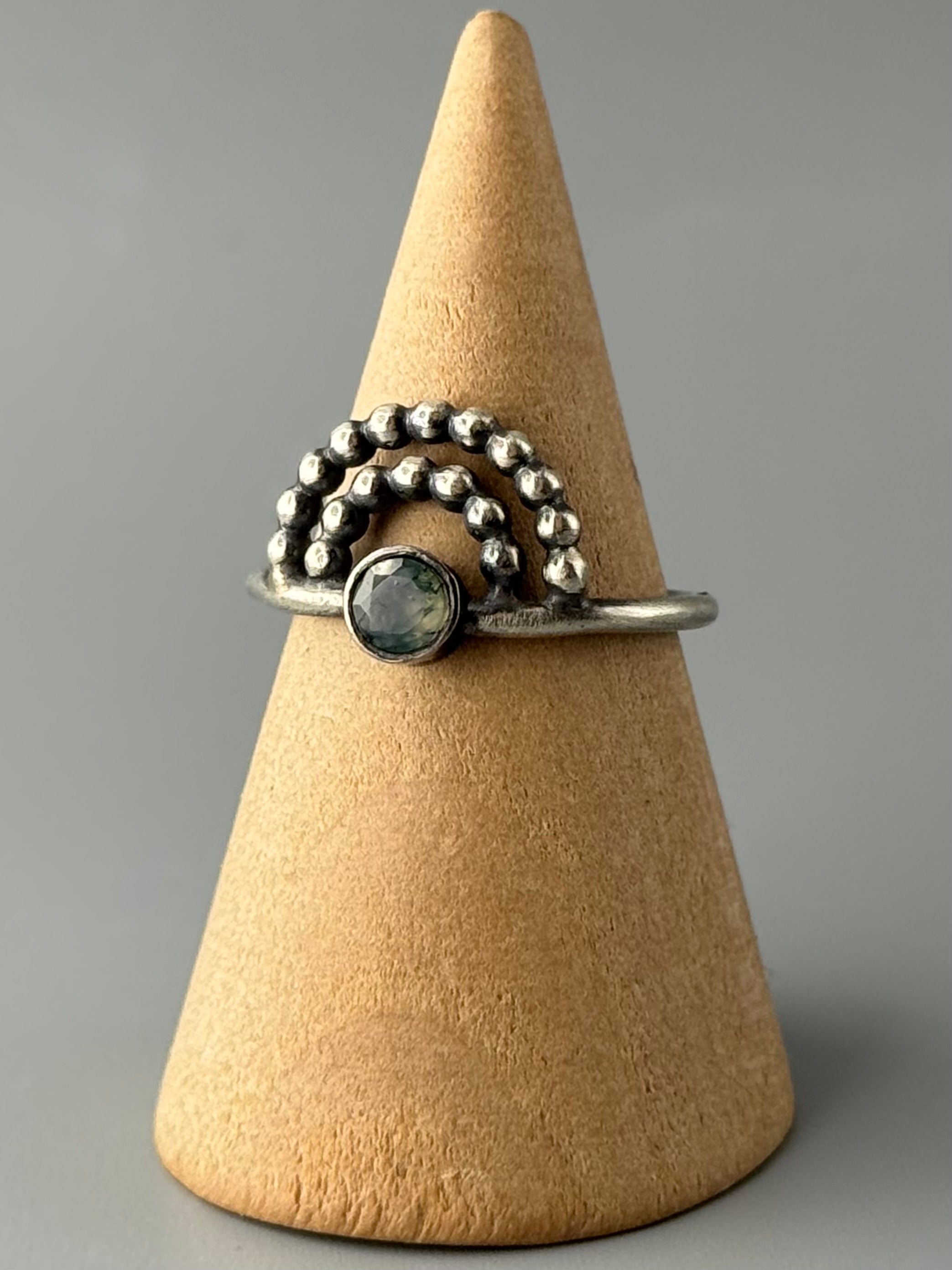 •DOTTED ARCH• moss agate + silver ring (various sizes)