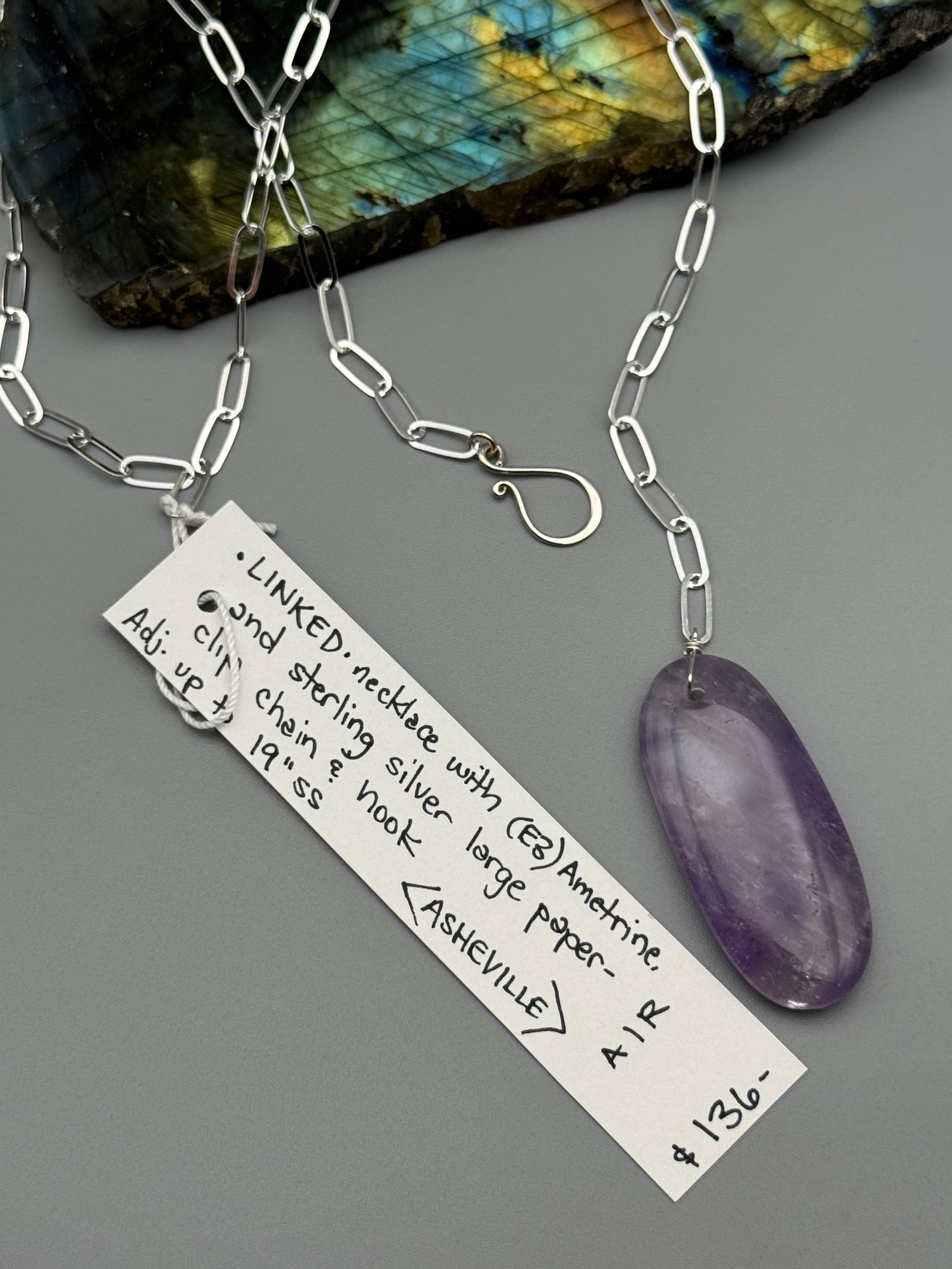 •LINKED• ametrine + silver necklace (ADJ to 19")